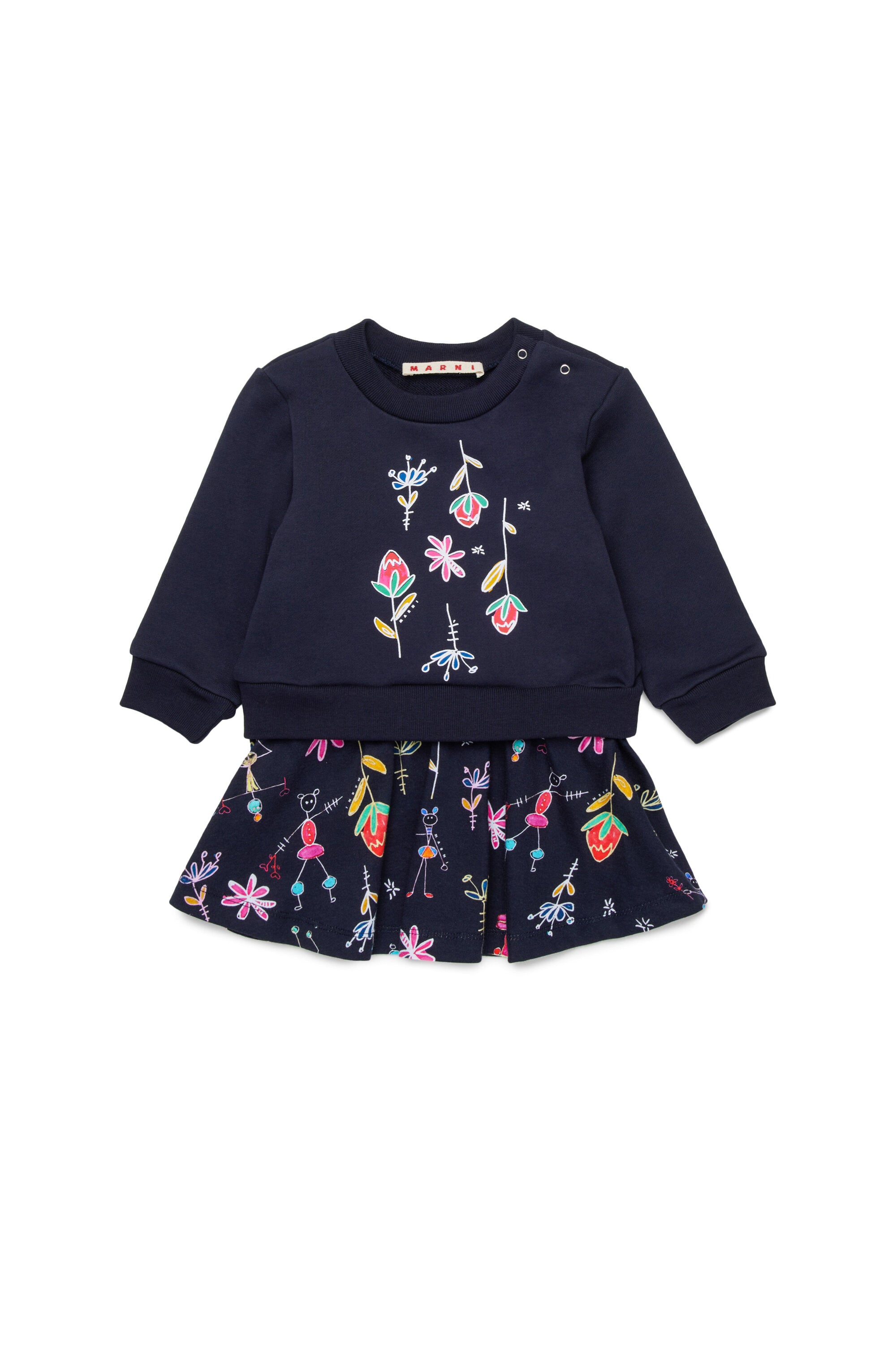 Nutcrackerのグラフィックをあしらったフリースとジャージーのミディドレス