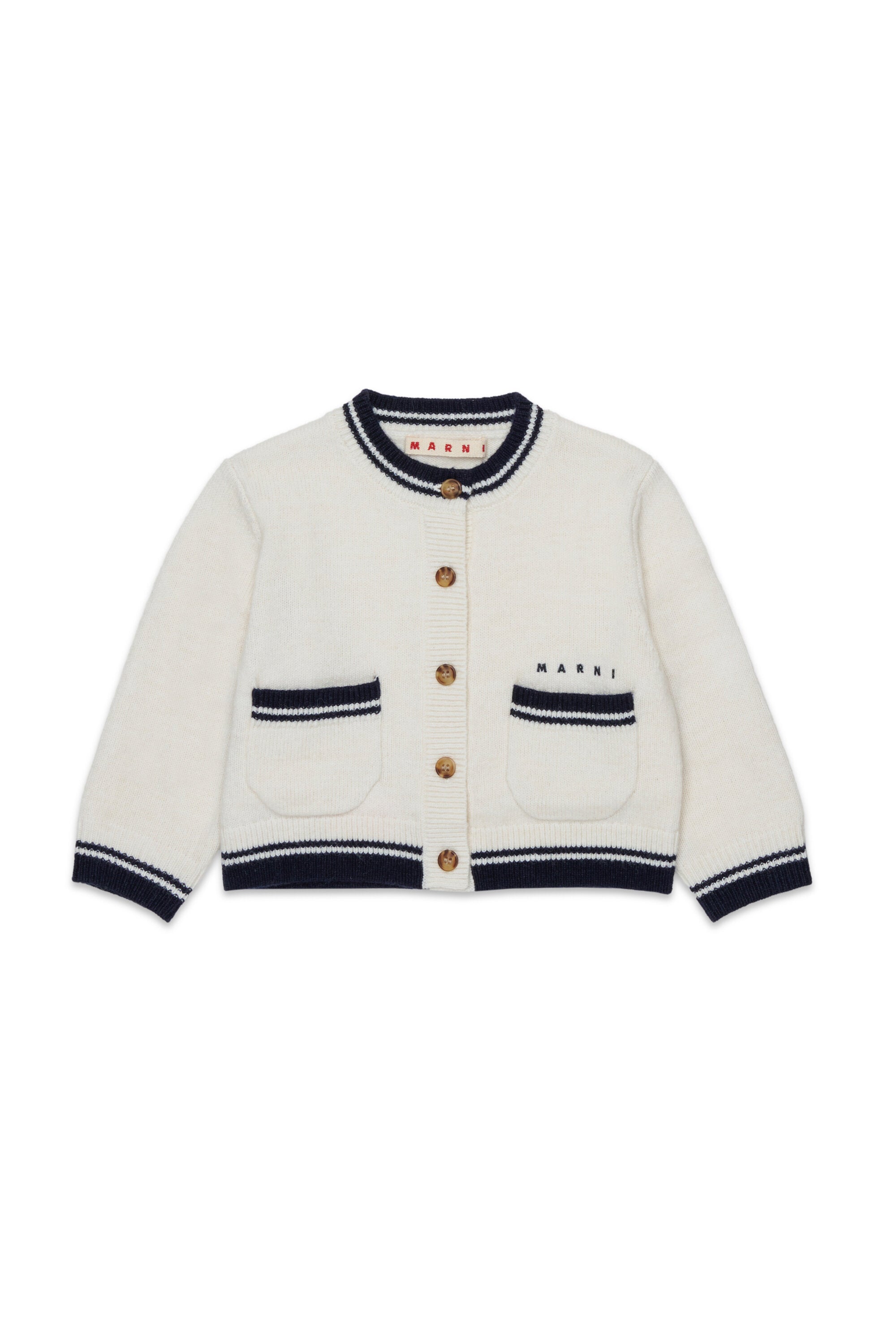 ポケット付きウール混カーディガン