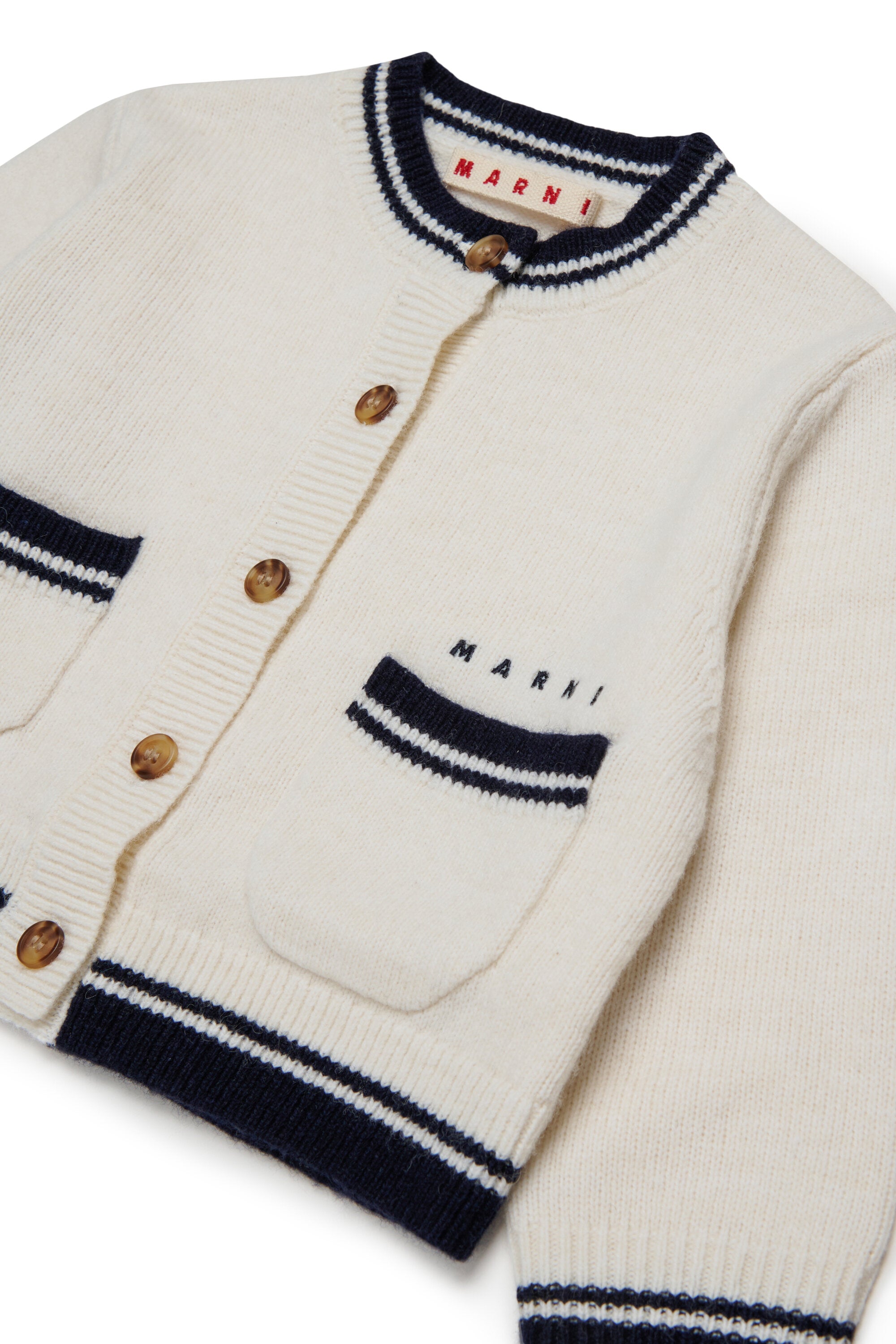 ポケット付きウール混カーディガン