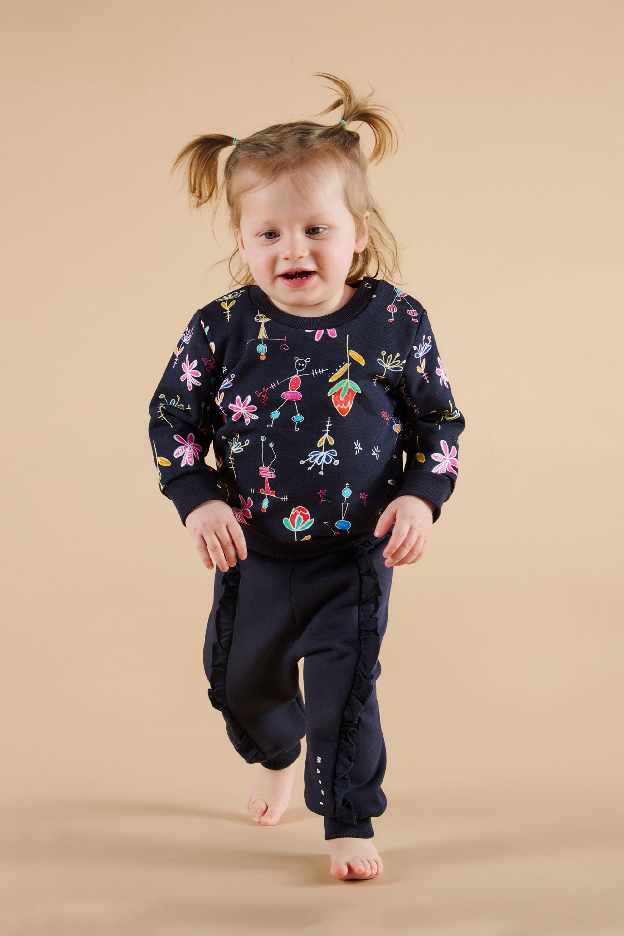 Fleece jogger pants with ruffles