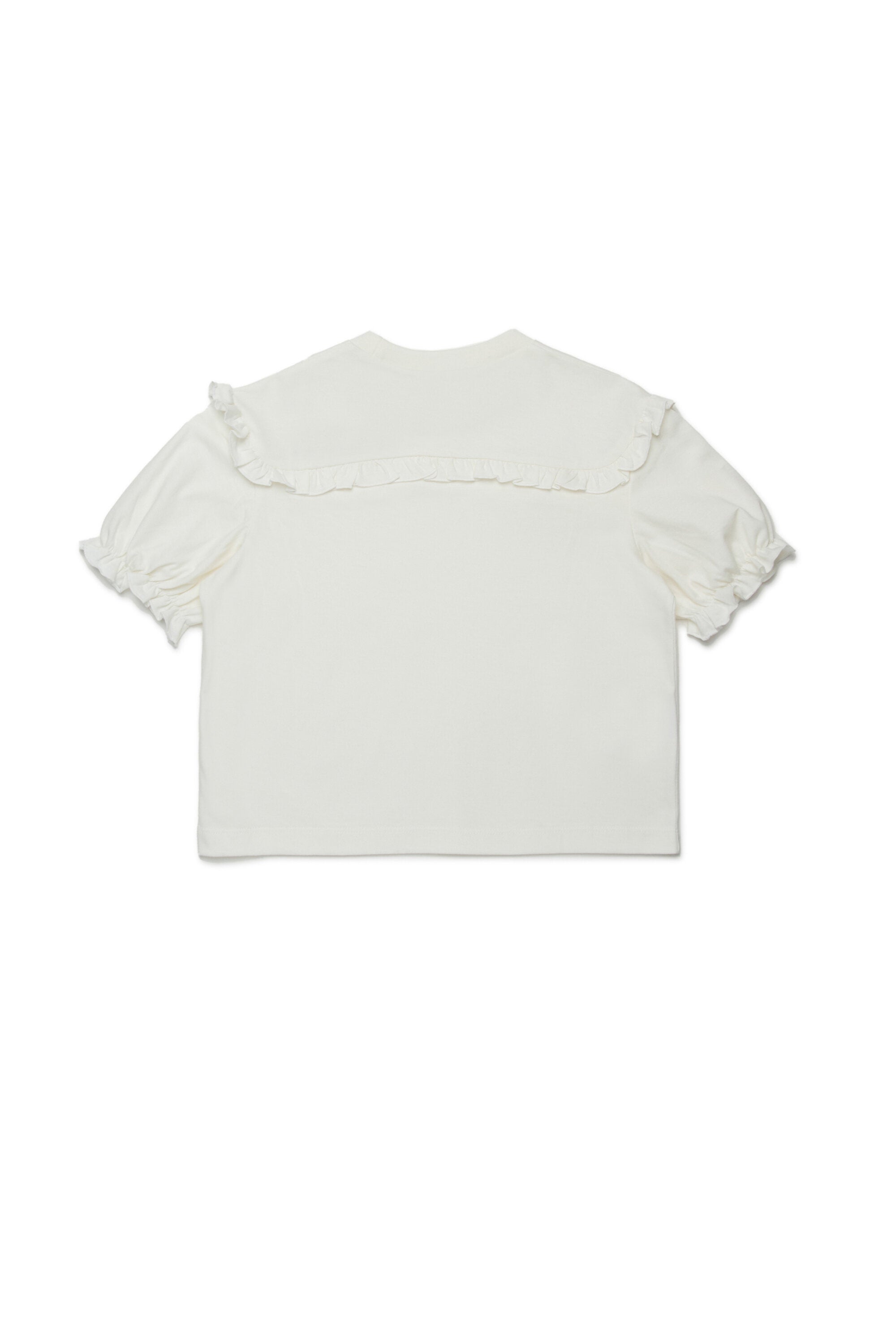 Jersey T-shirt with ruffles and logo