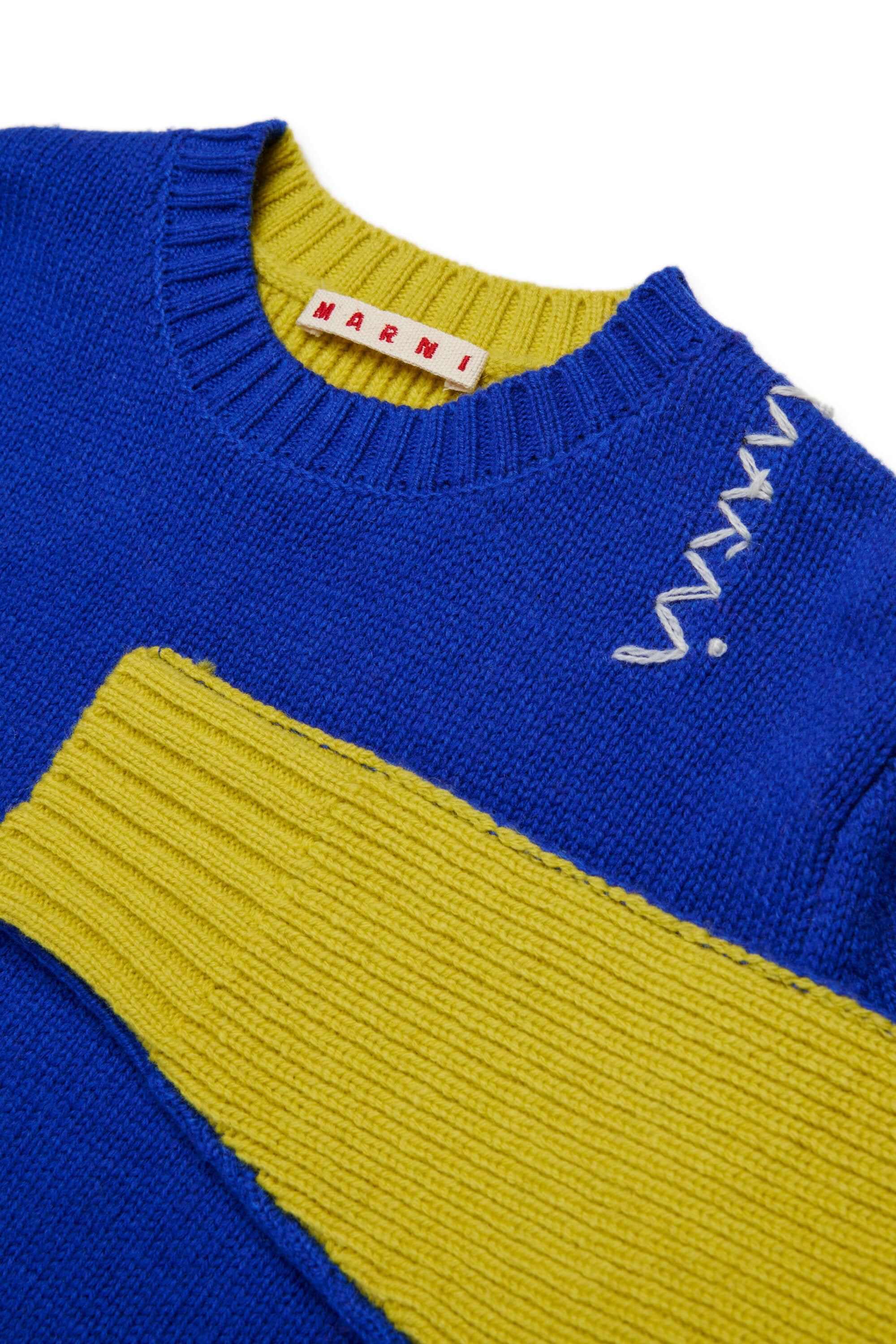 カラーブロック・ウール混プルオーバー