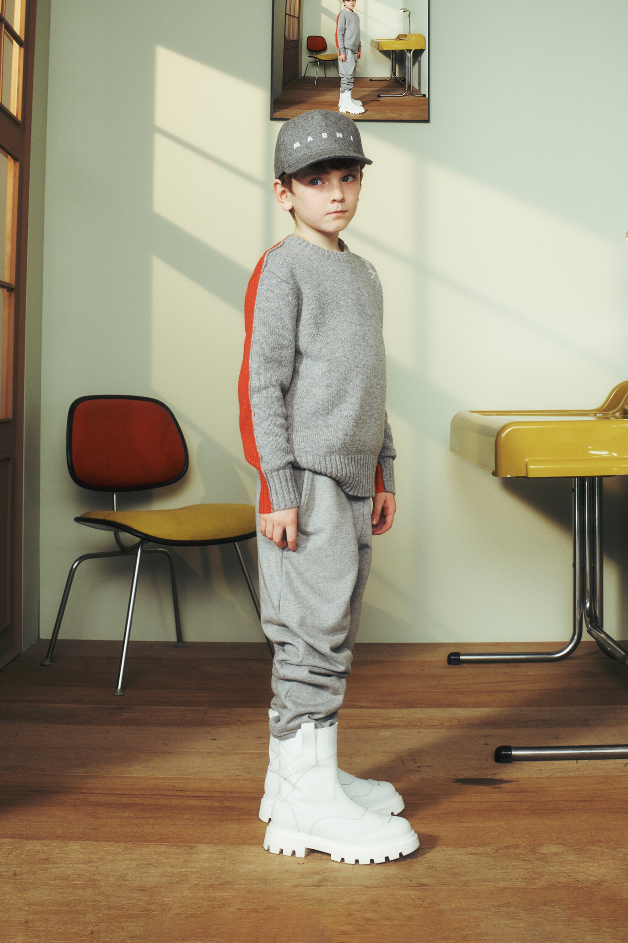 カラーブロック・ウール混プルオーバー