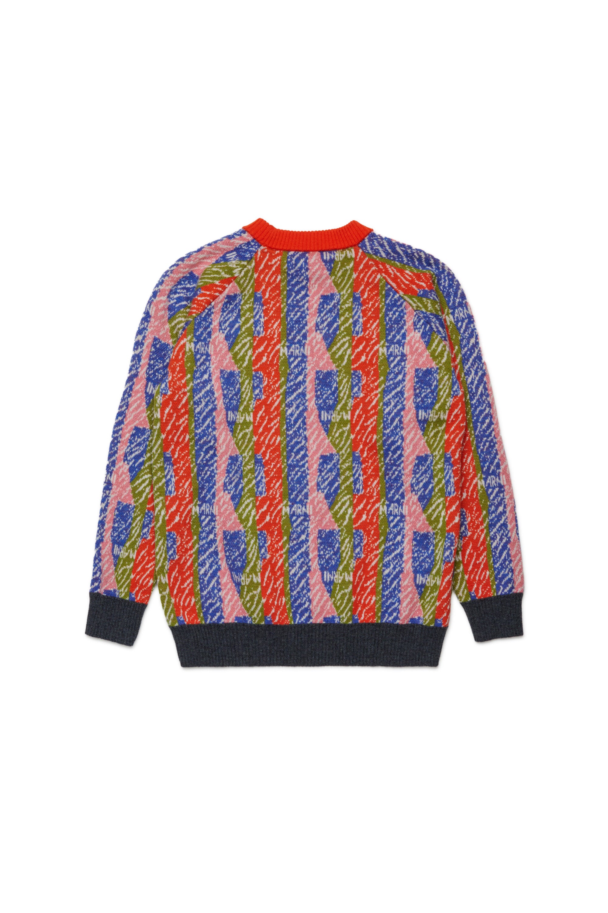 Allover wool blend jacquard stripes pullover