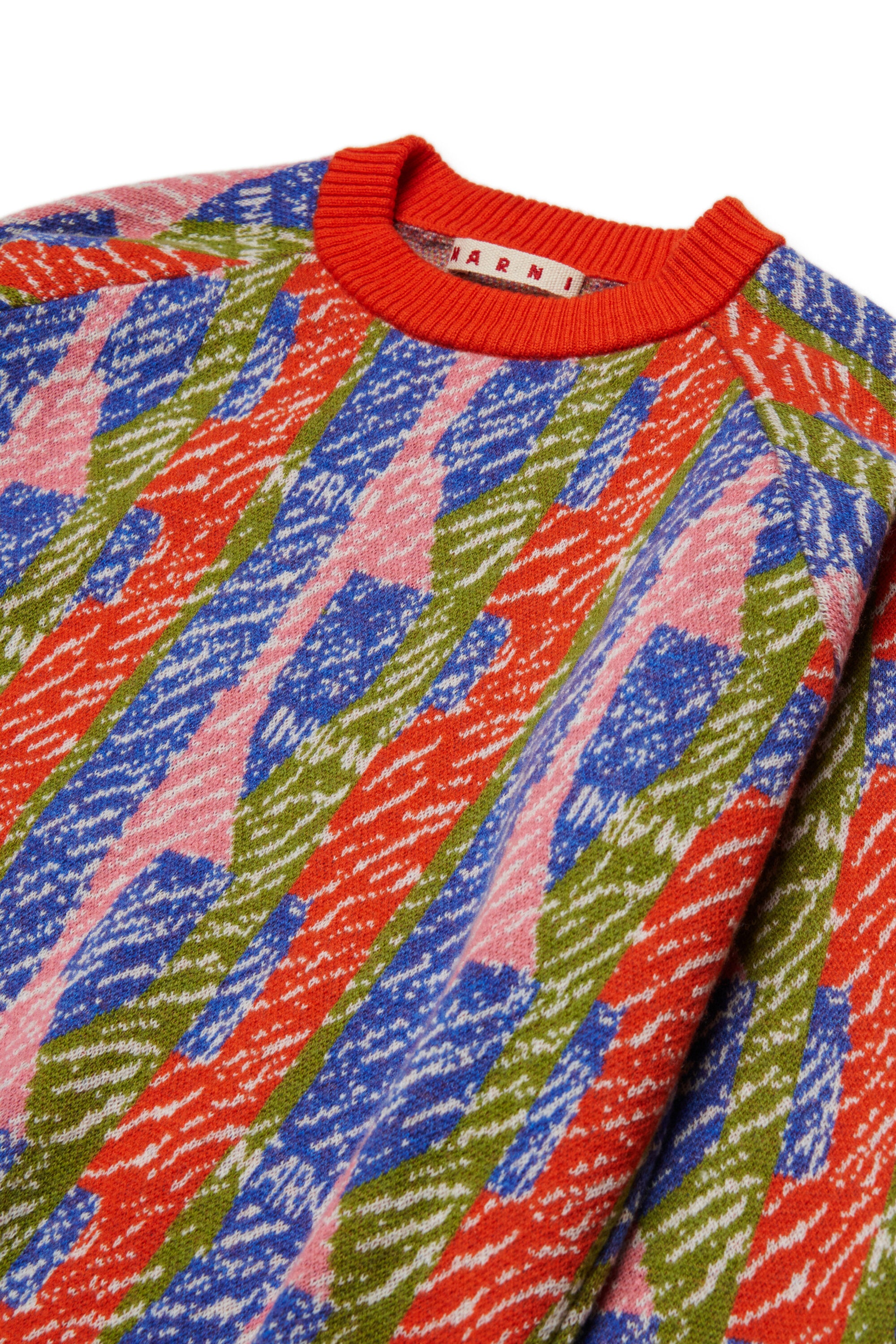 ウール混ジャカードストライププルオーバー