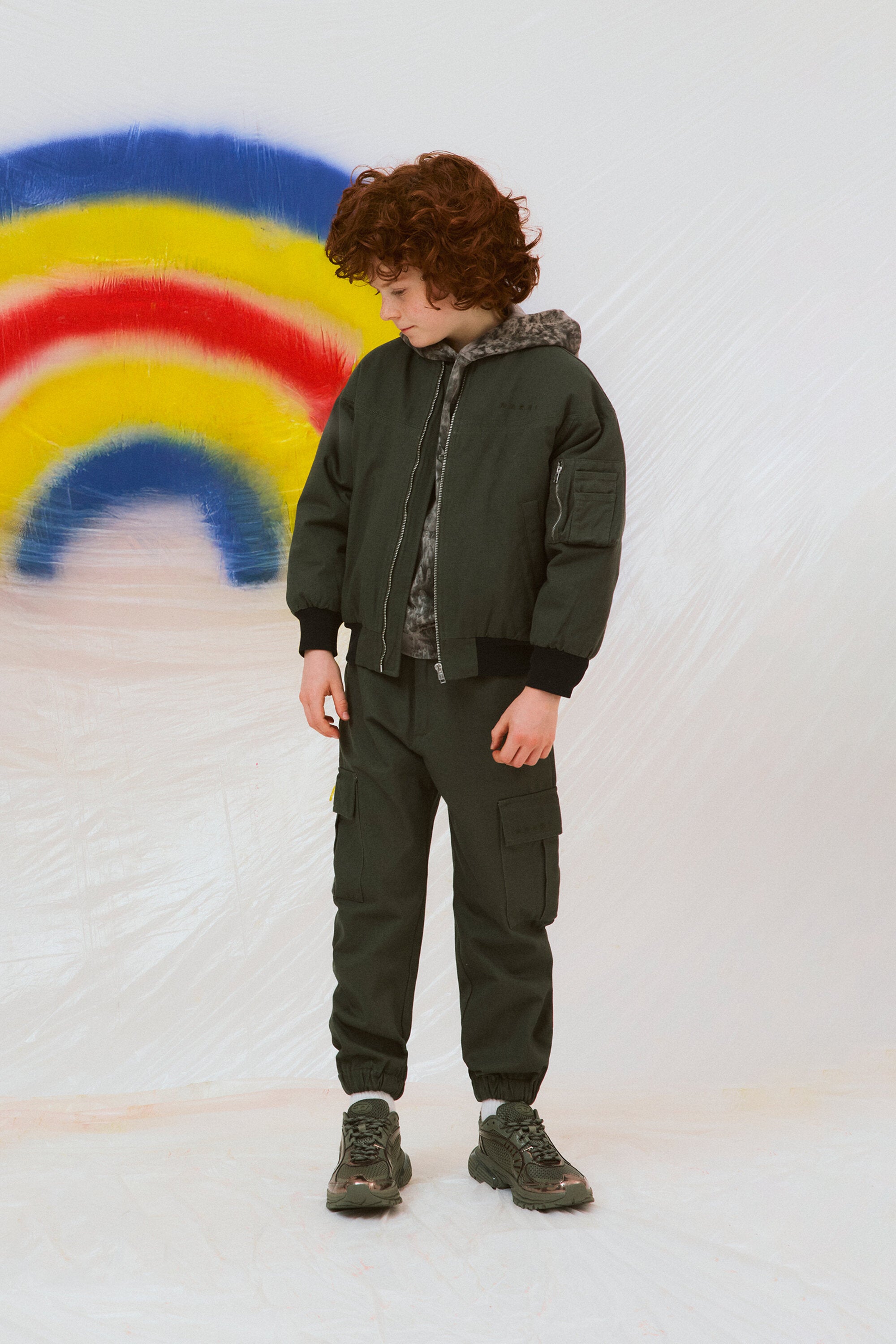 Gabardine cargo pants with adjustable straps