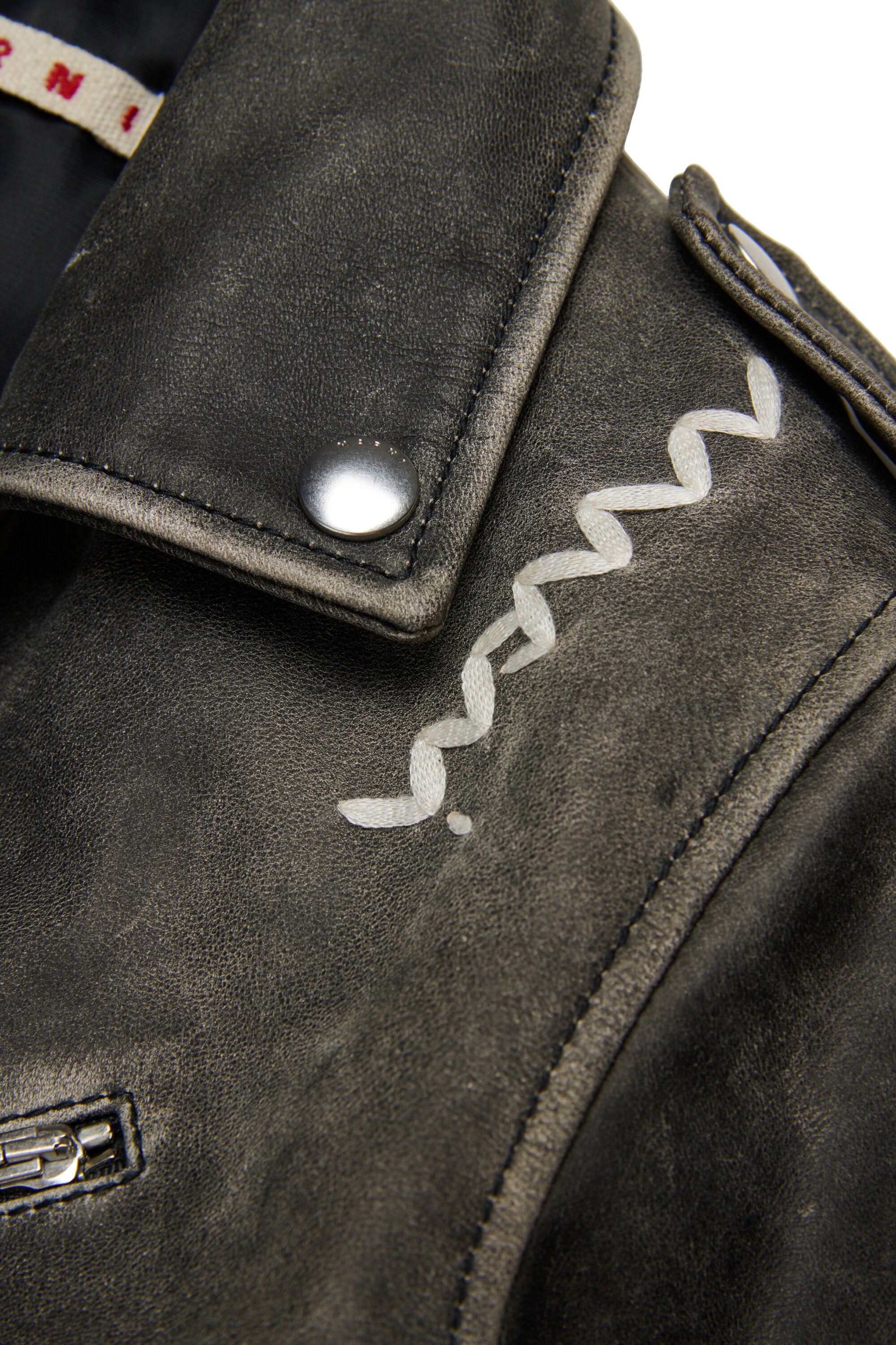 Real leather jacket with a worn effect