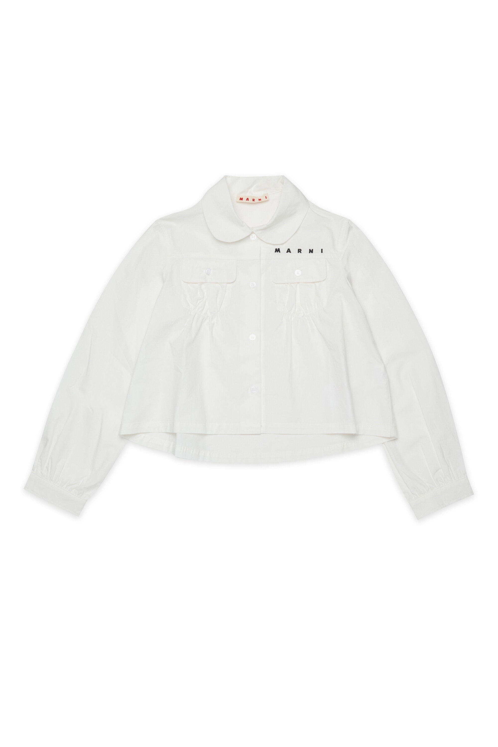 フリル付きポプリンシャツ