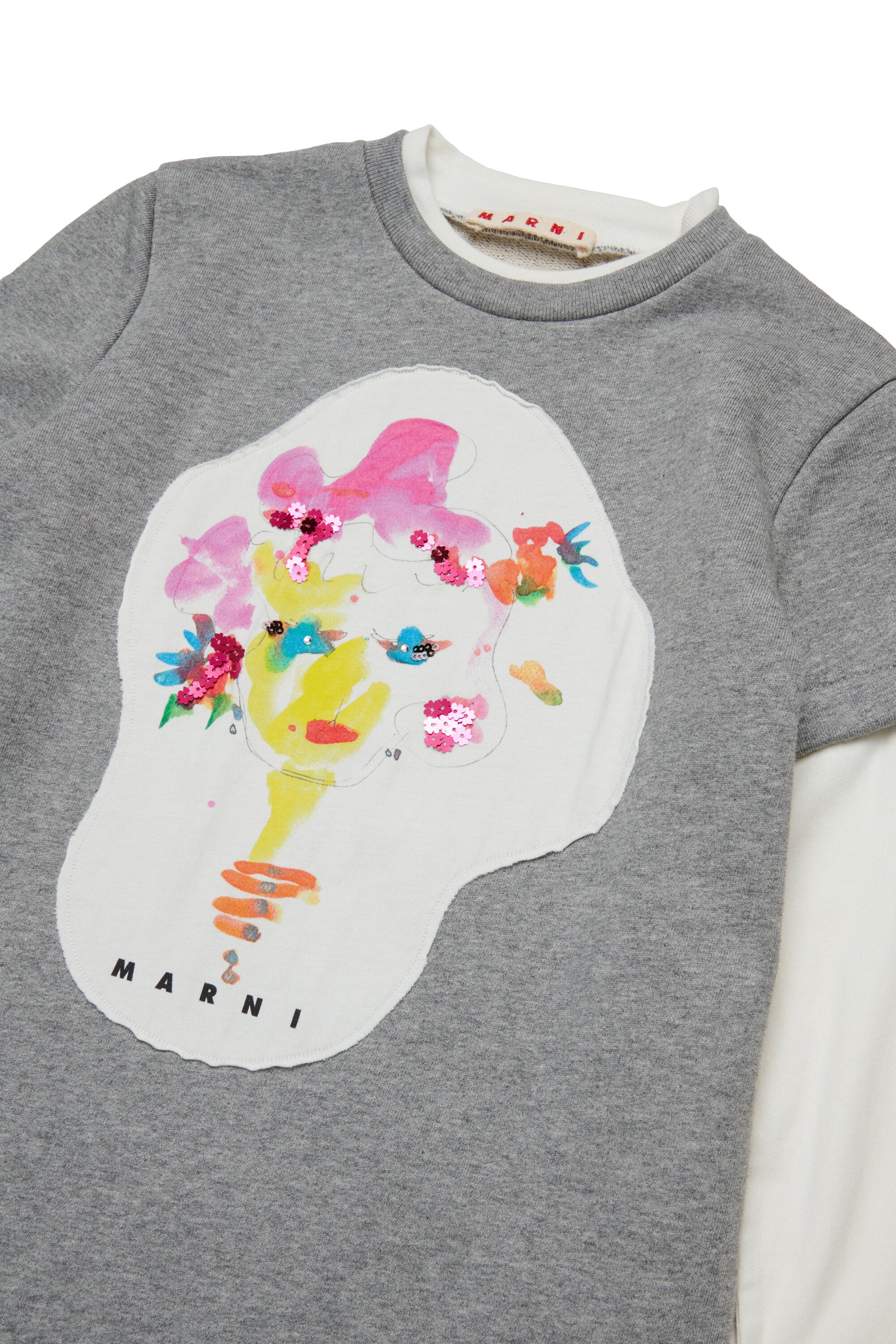 Marni Flowerー・ワッペン付きフリース・ショートドレス