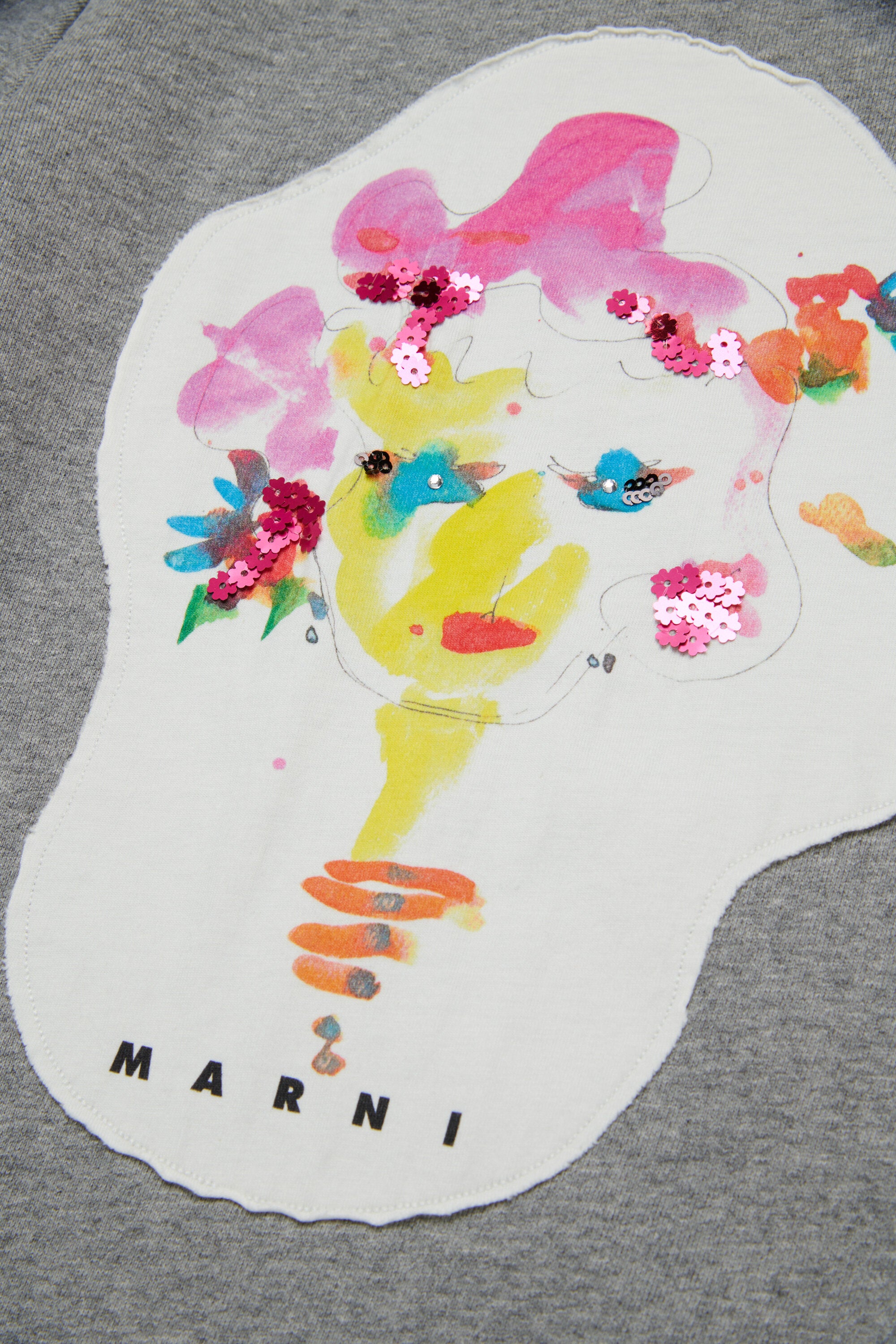 Marni Flowerー・ワッペン付きフリース・ショートドレス