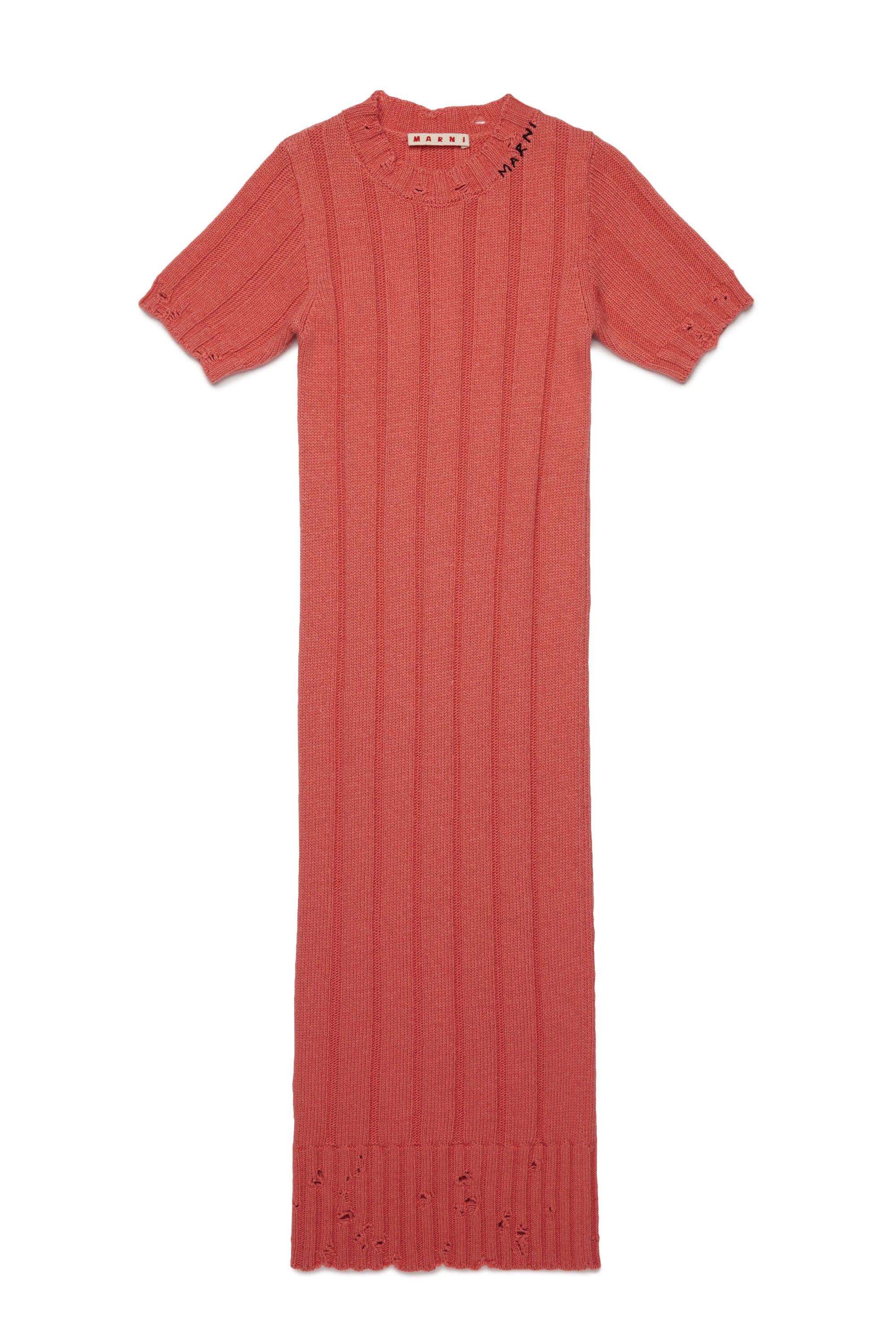 Wool-blend long dress with breaks