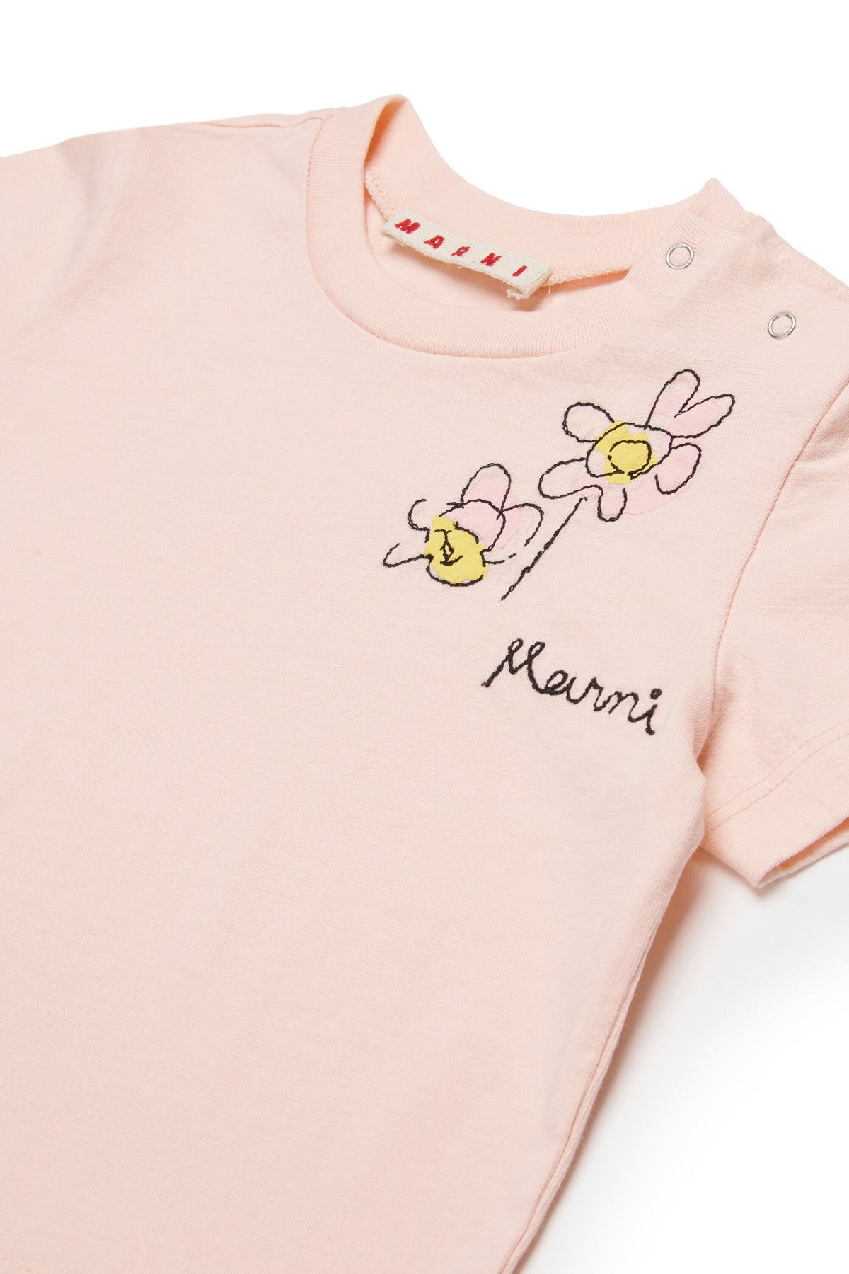 ロゴとフローラル刺繍入りTシャツ