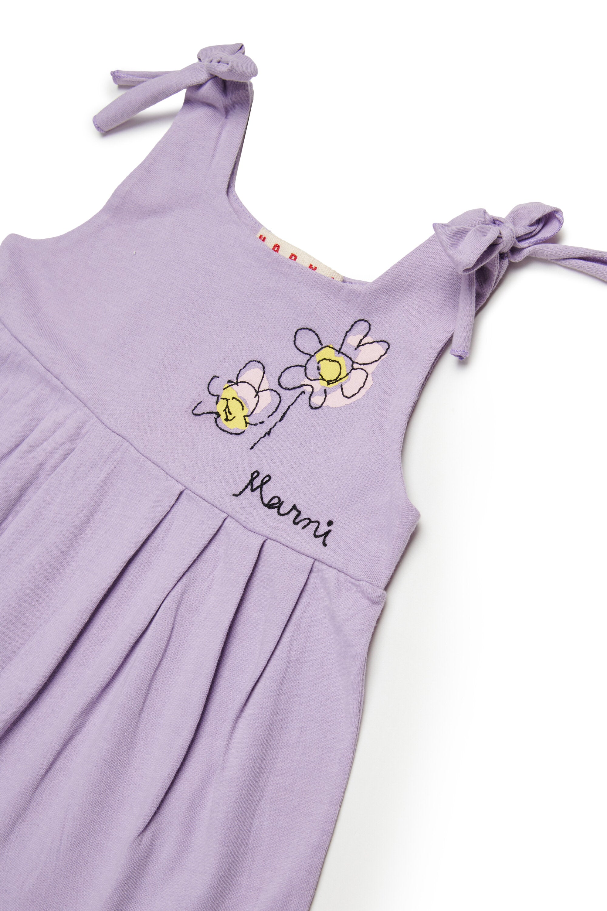 Dress with embroidered flowers and bows