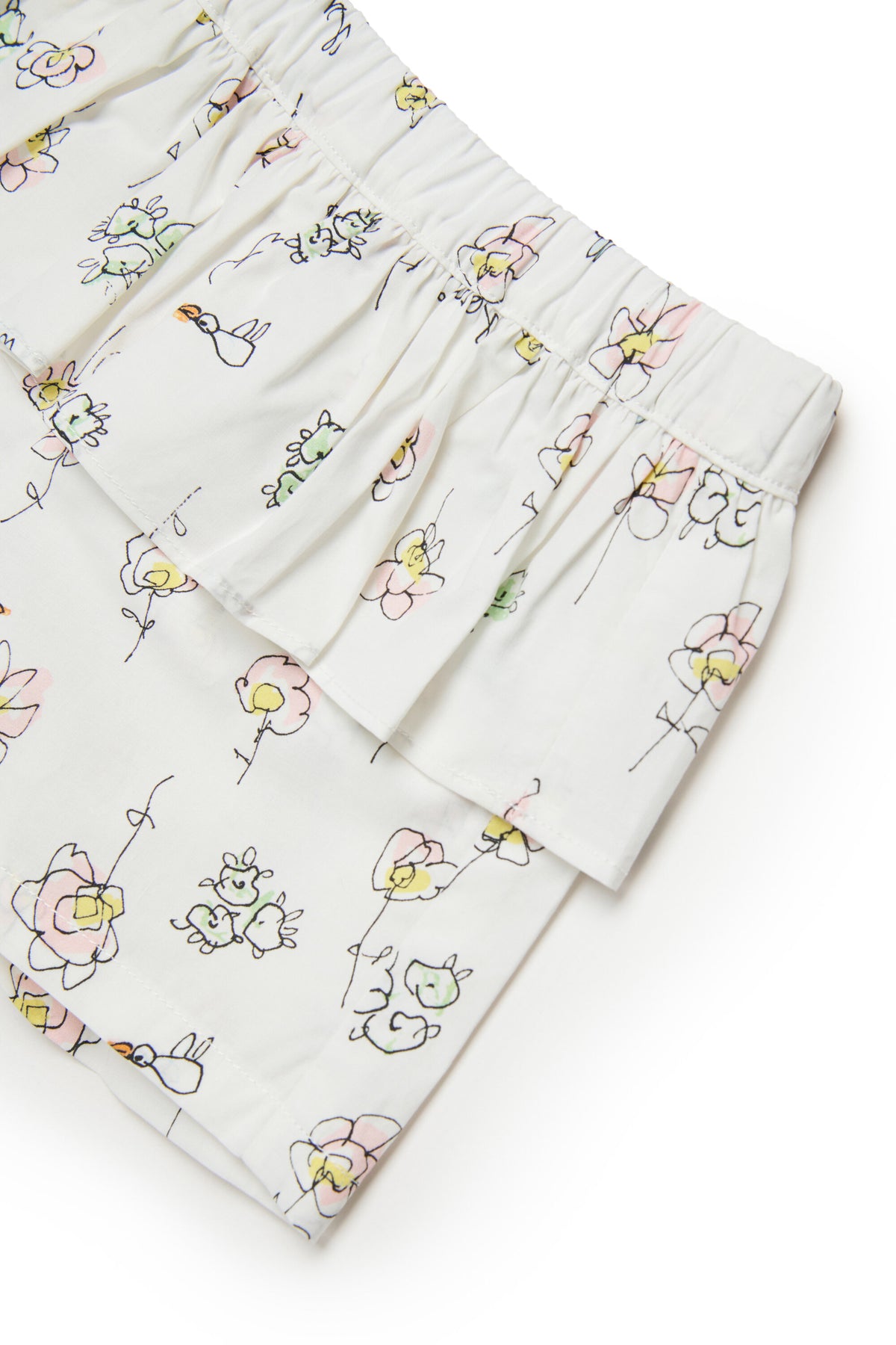 Shorts with ruffles and floral print