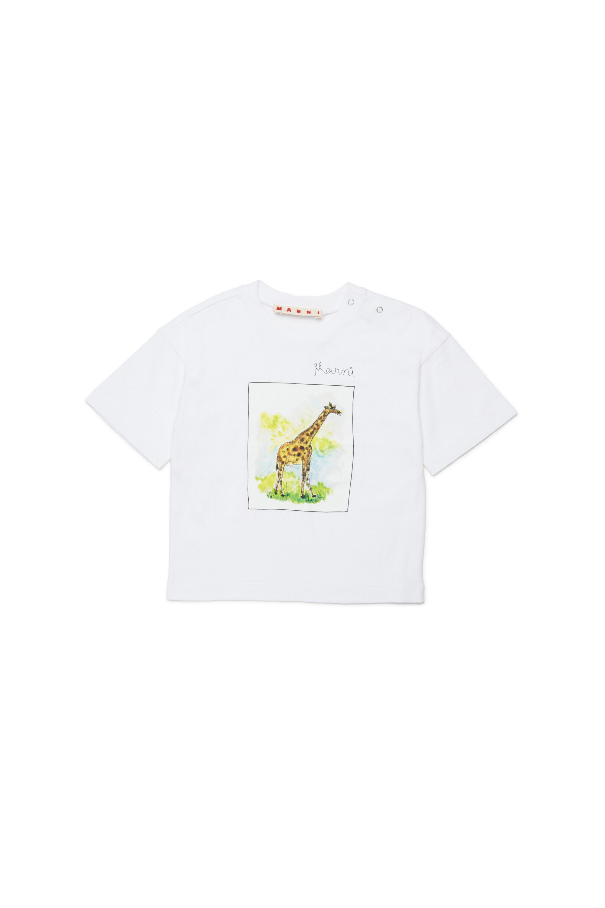 ジラフプリントとロゴ入りTシャツ