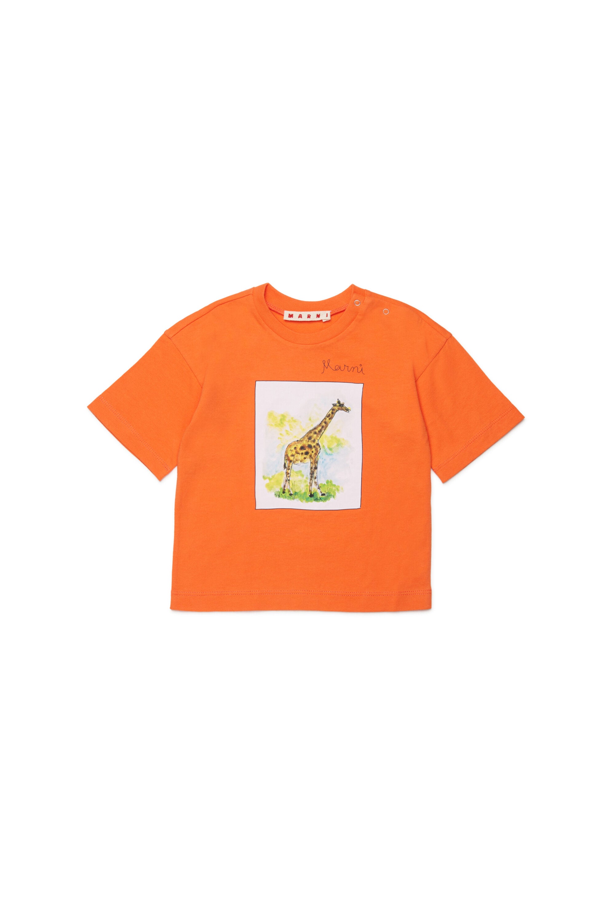 ジラフプリントとロゴ入りTシャツ