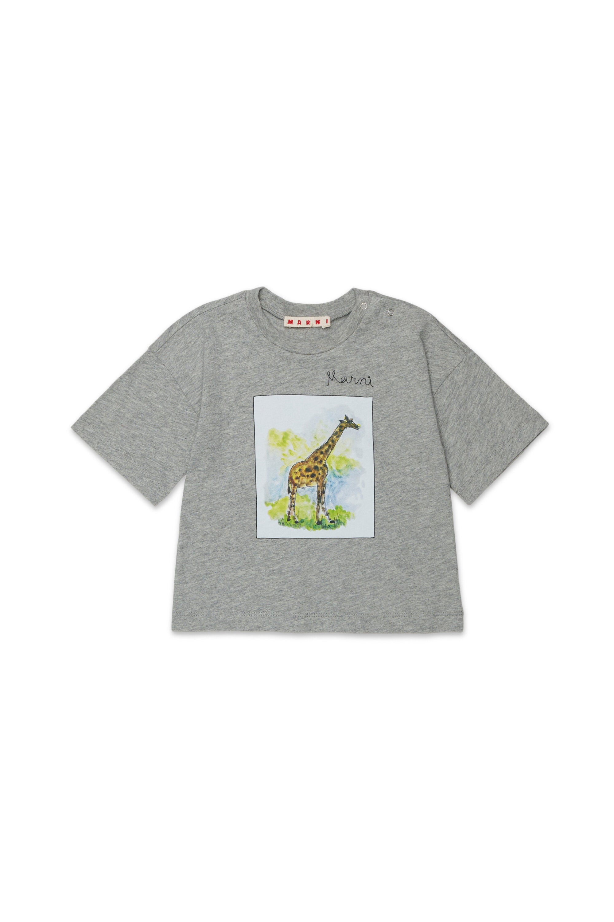 ジラフプリントとロゴ入りTシャツ