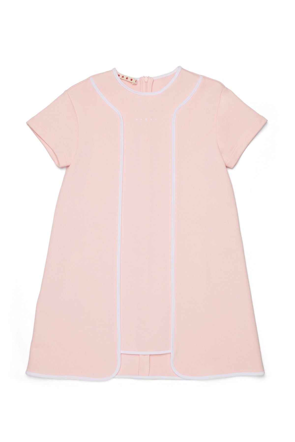 Dress with short sleeves and straight cut