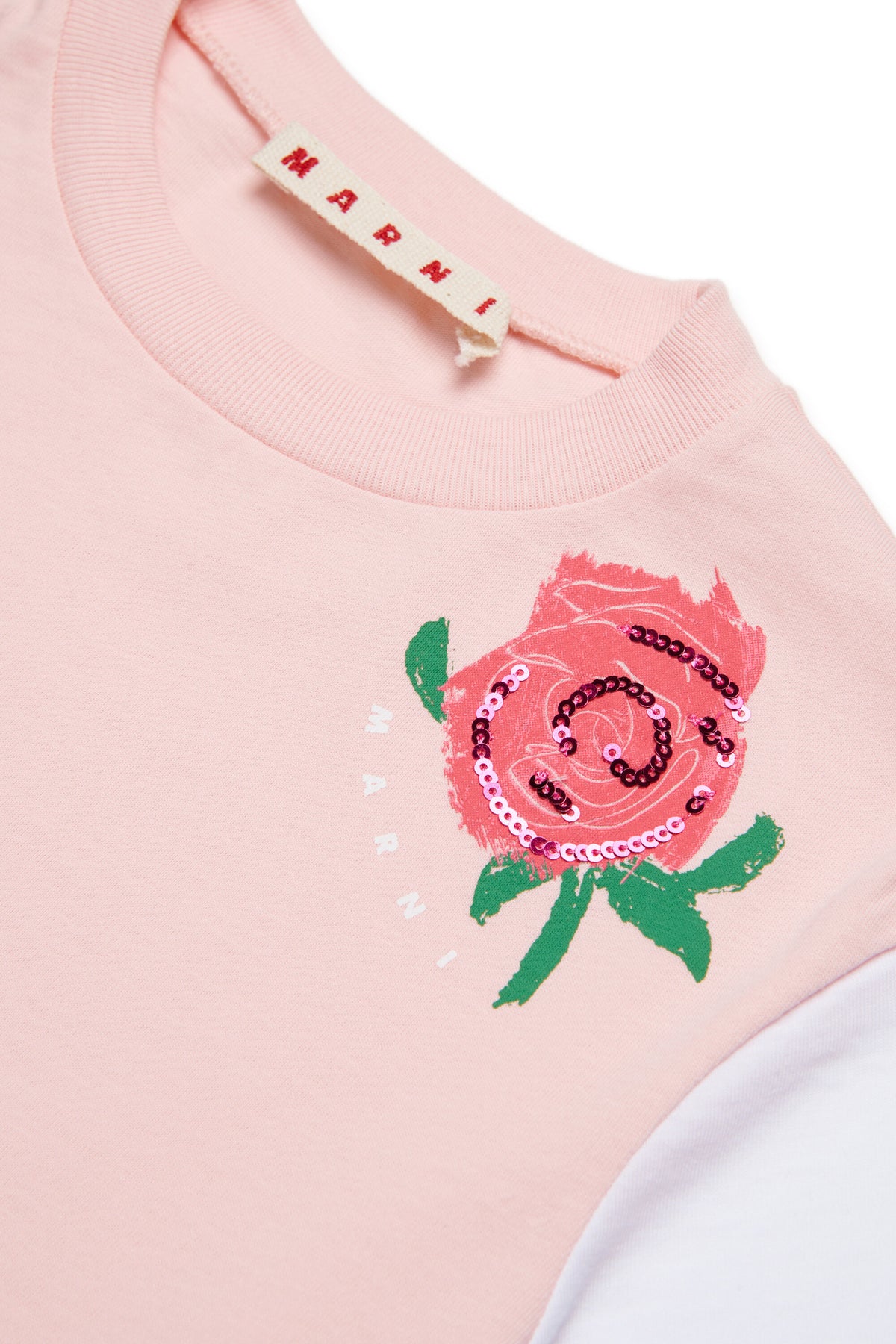 プリントとスパンコール付きTシャツ