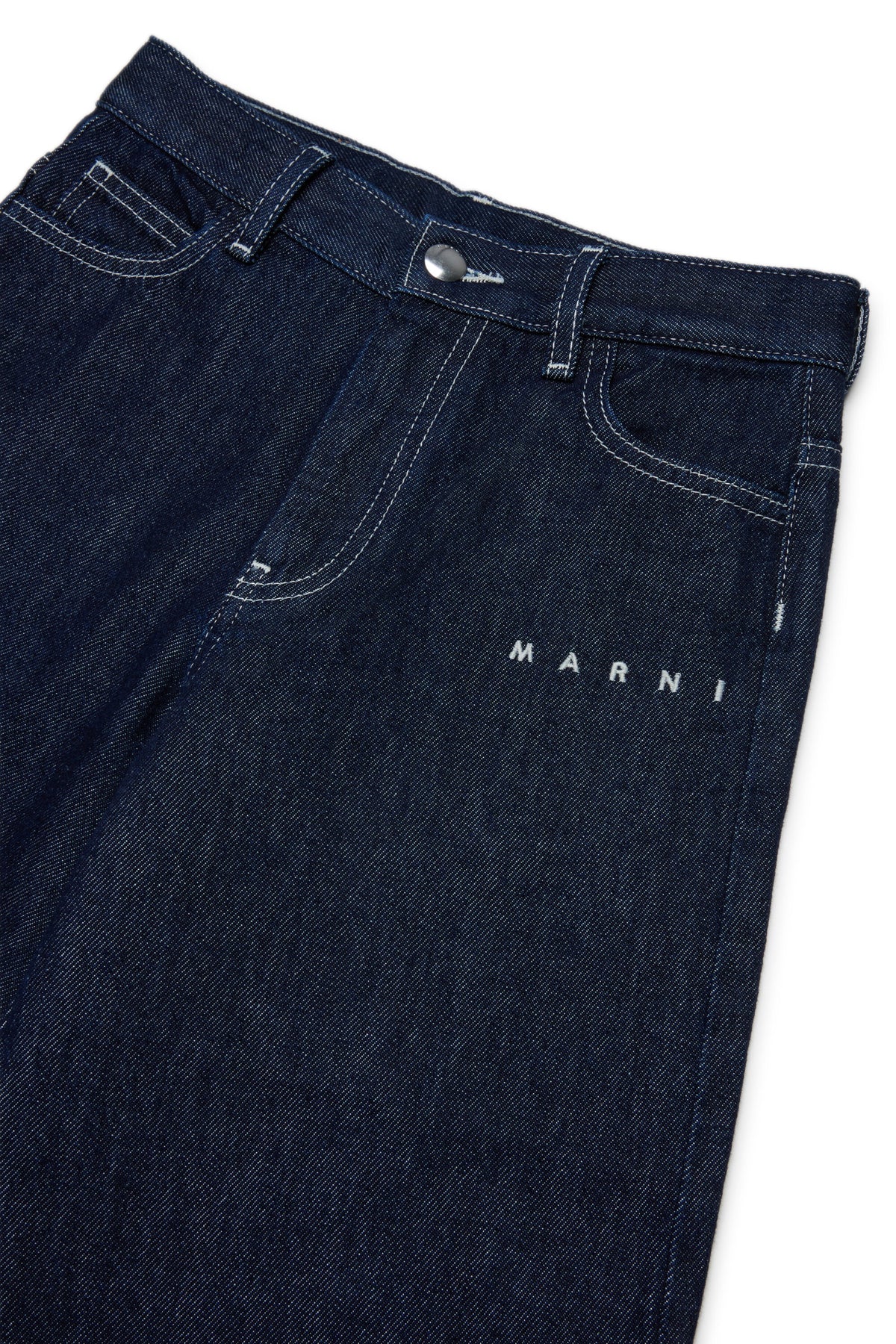 Denim Bermuda shorts with printed logo
