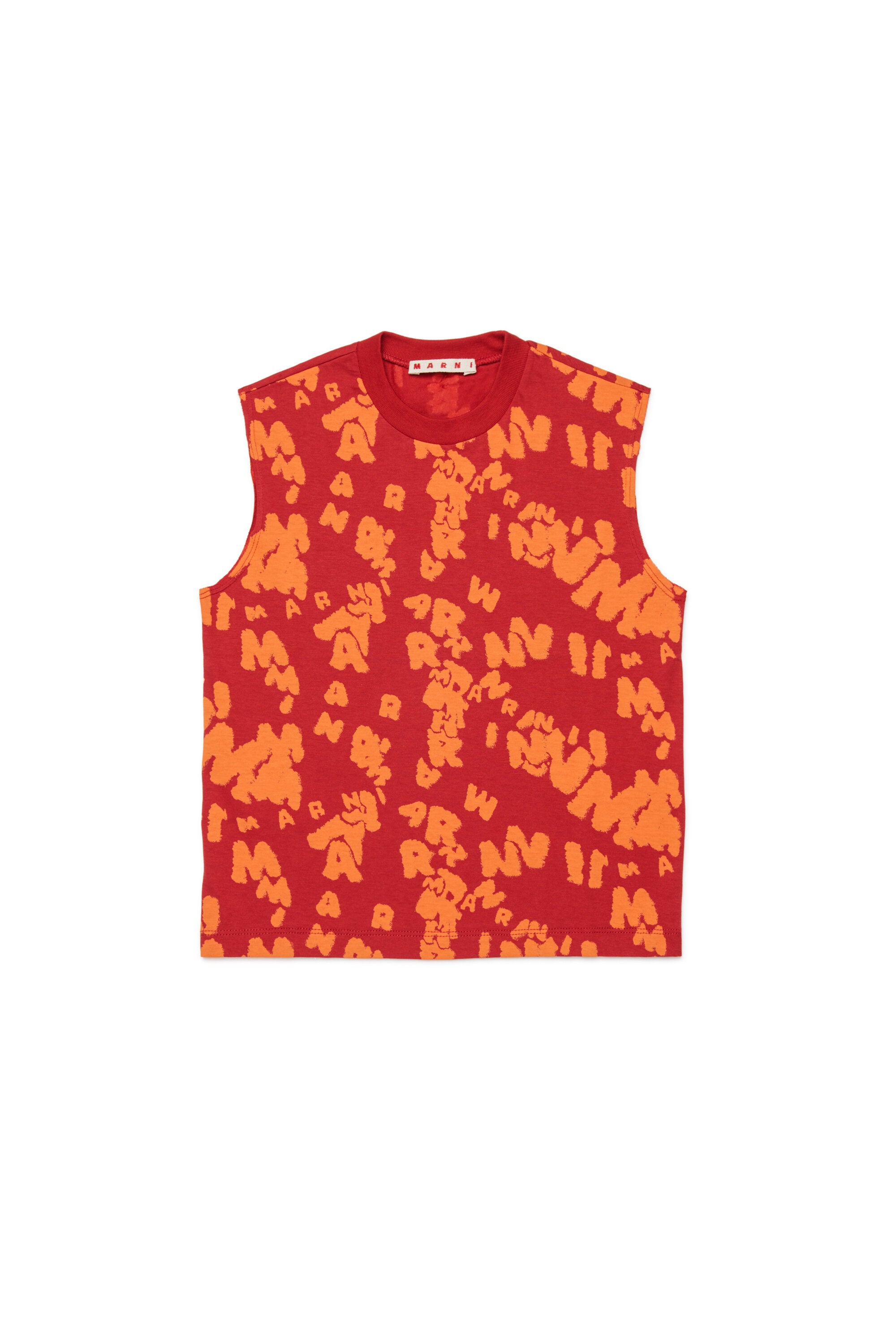 ロゴ総柄ノースリーブTシャツ