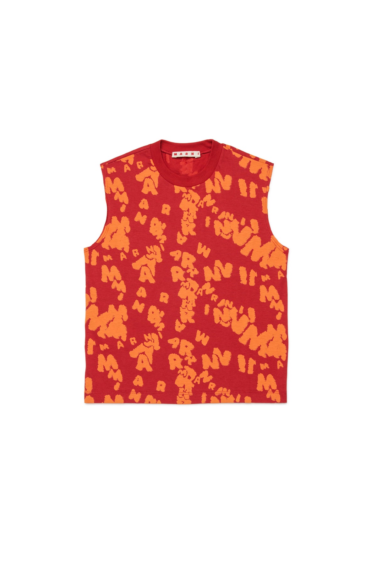 ロゴ総柄ノースリーブTシャツ