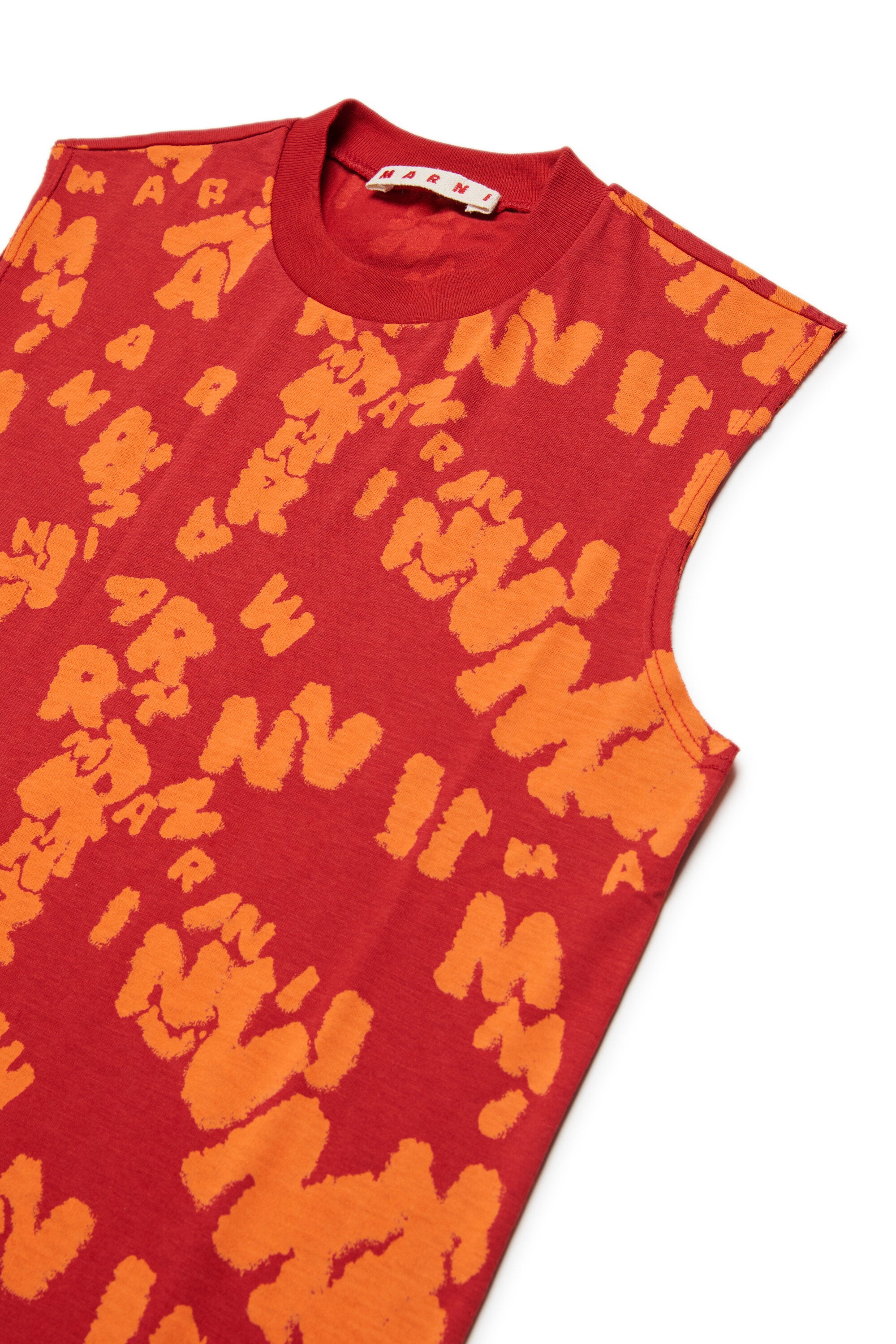 Sleeveless T-shirt with all-over logo