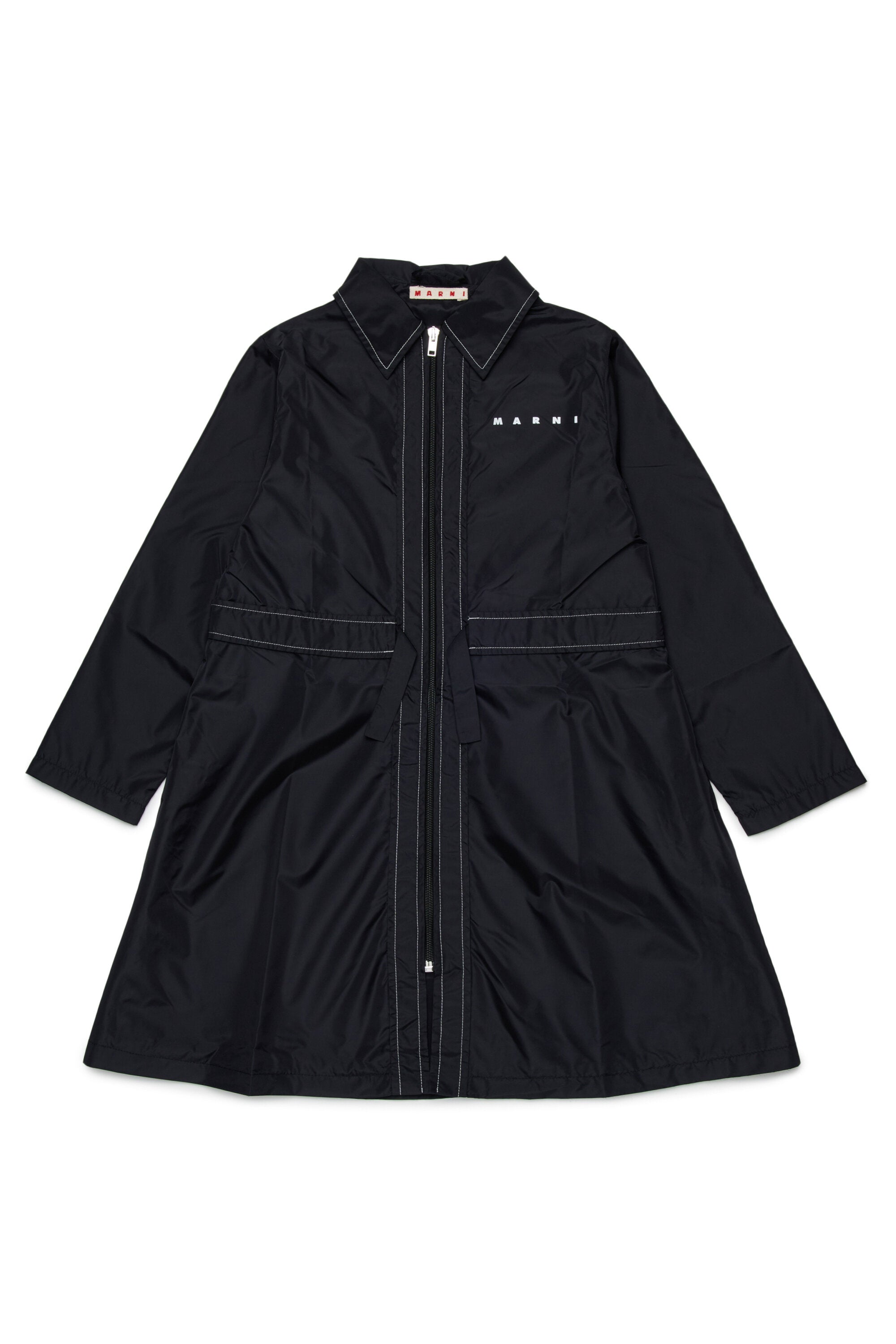 Long jacket with printed logo