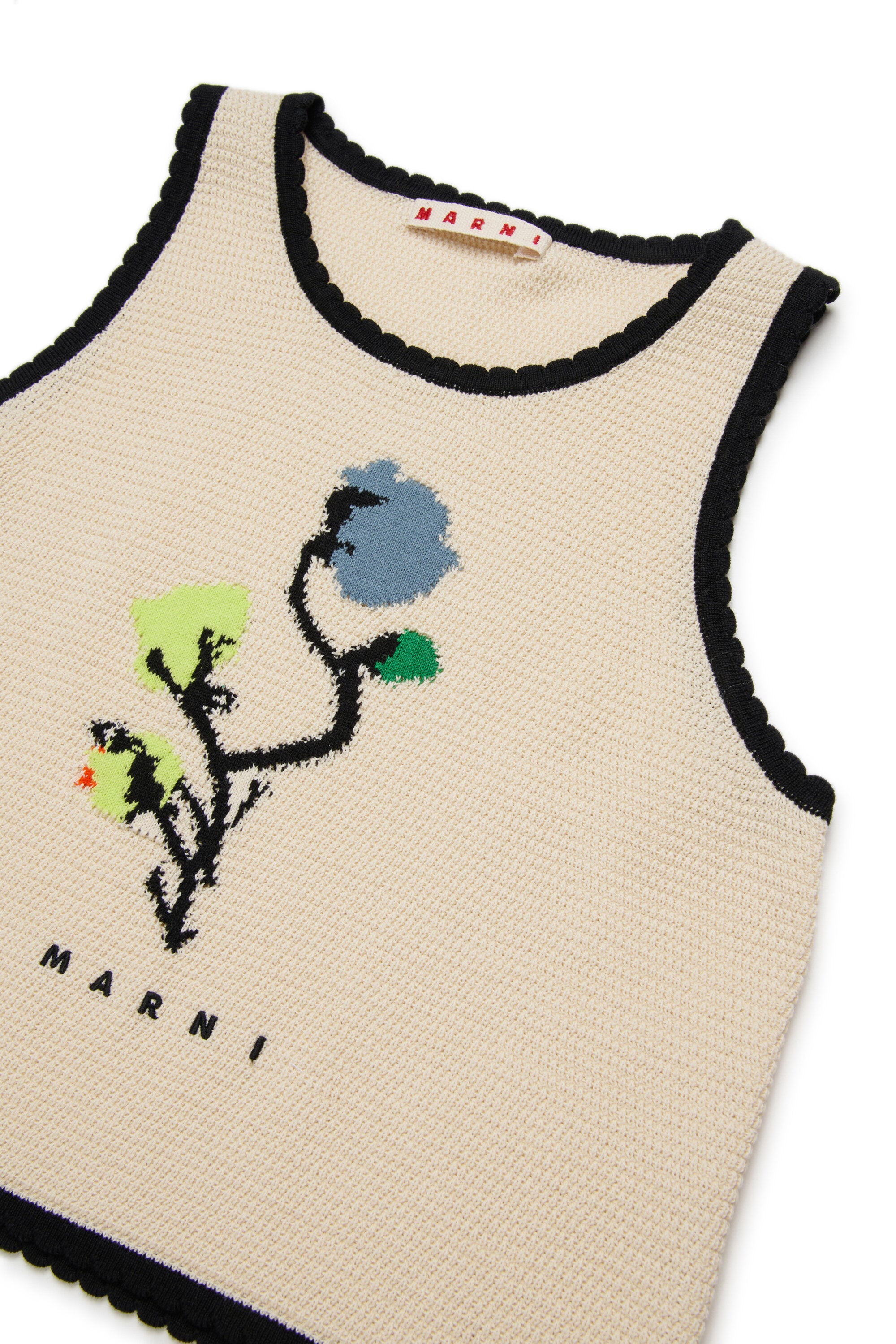 フローラル柄ニットトップ