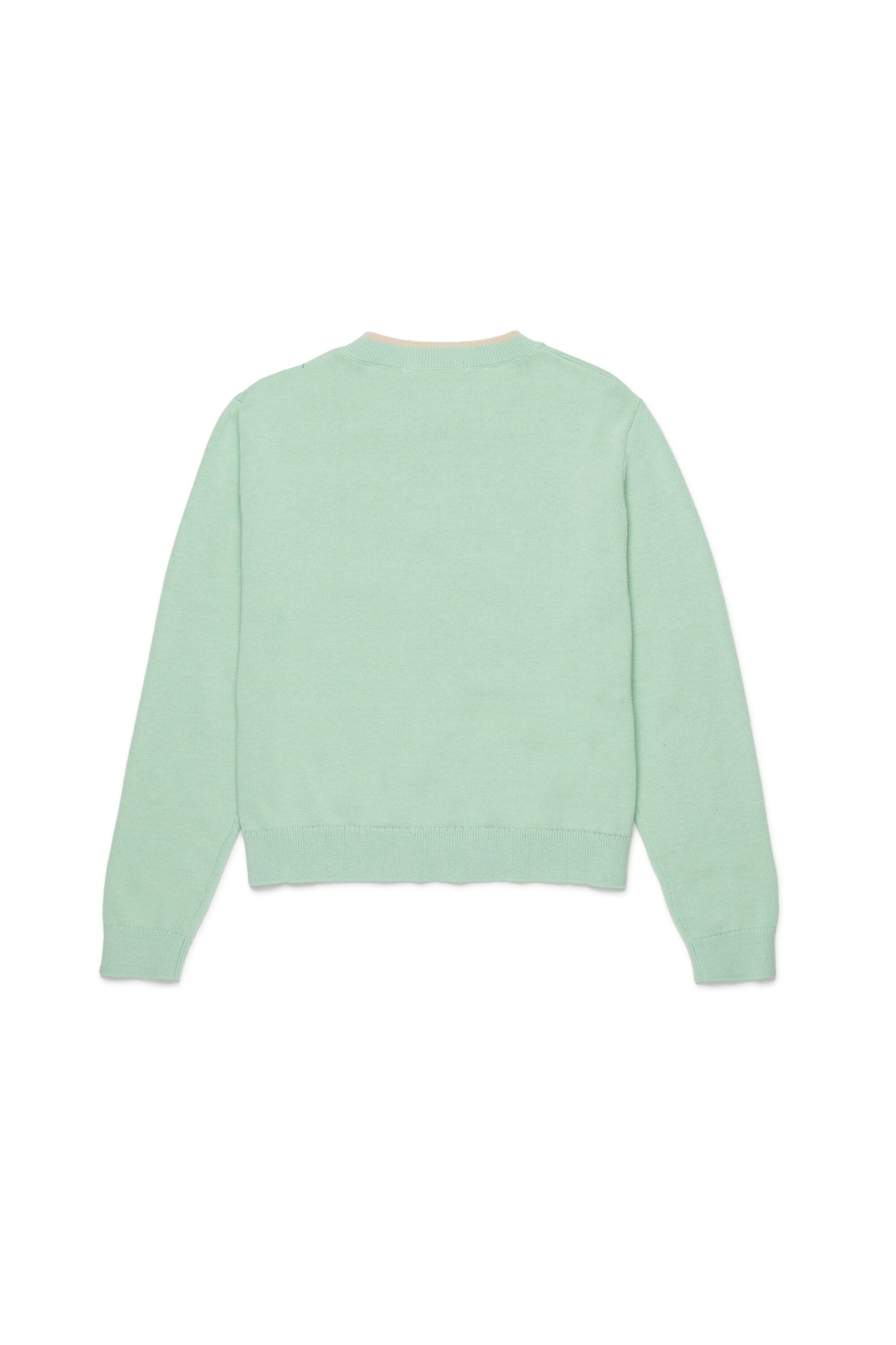 Crew-neck cardigan with logo