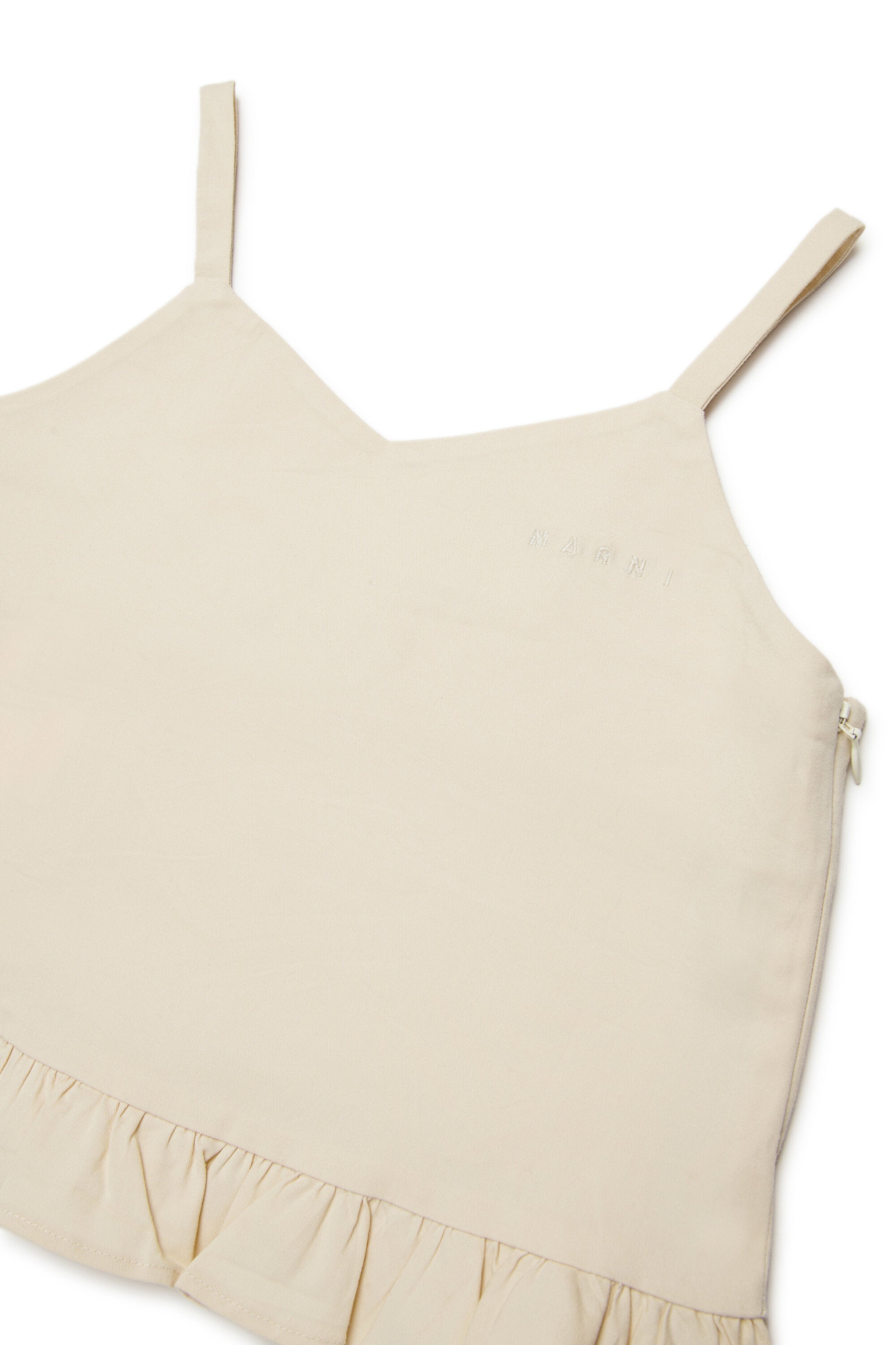 フリル付きノースリーブトップス ロゴ入り