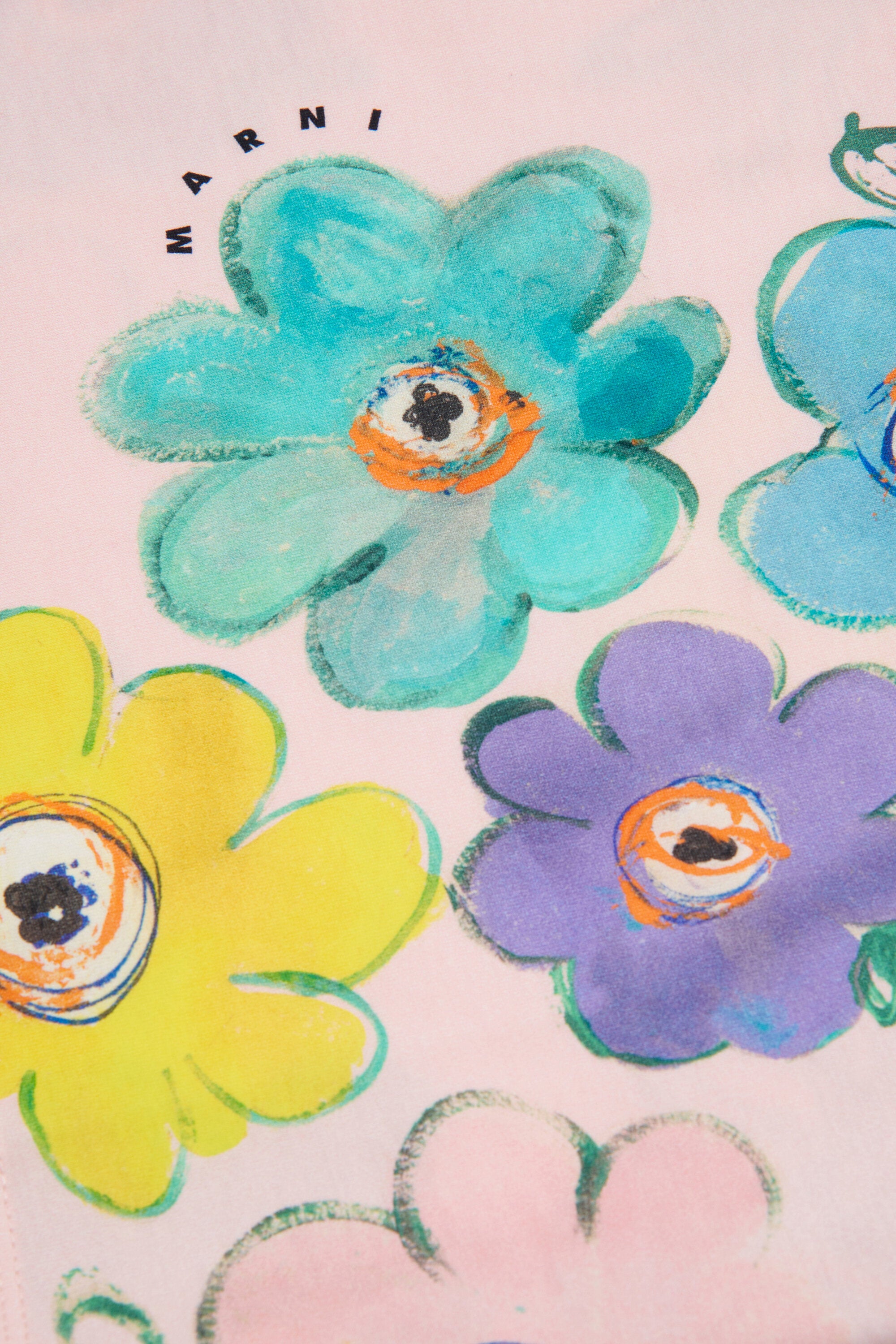 花柄のクルーネックTシャツ