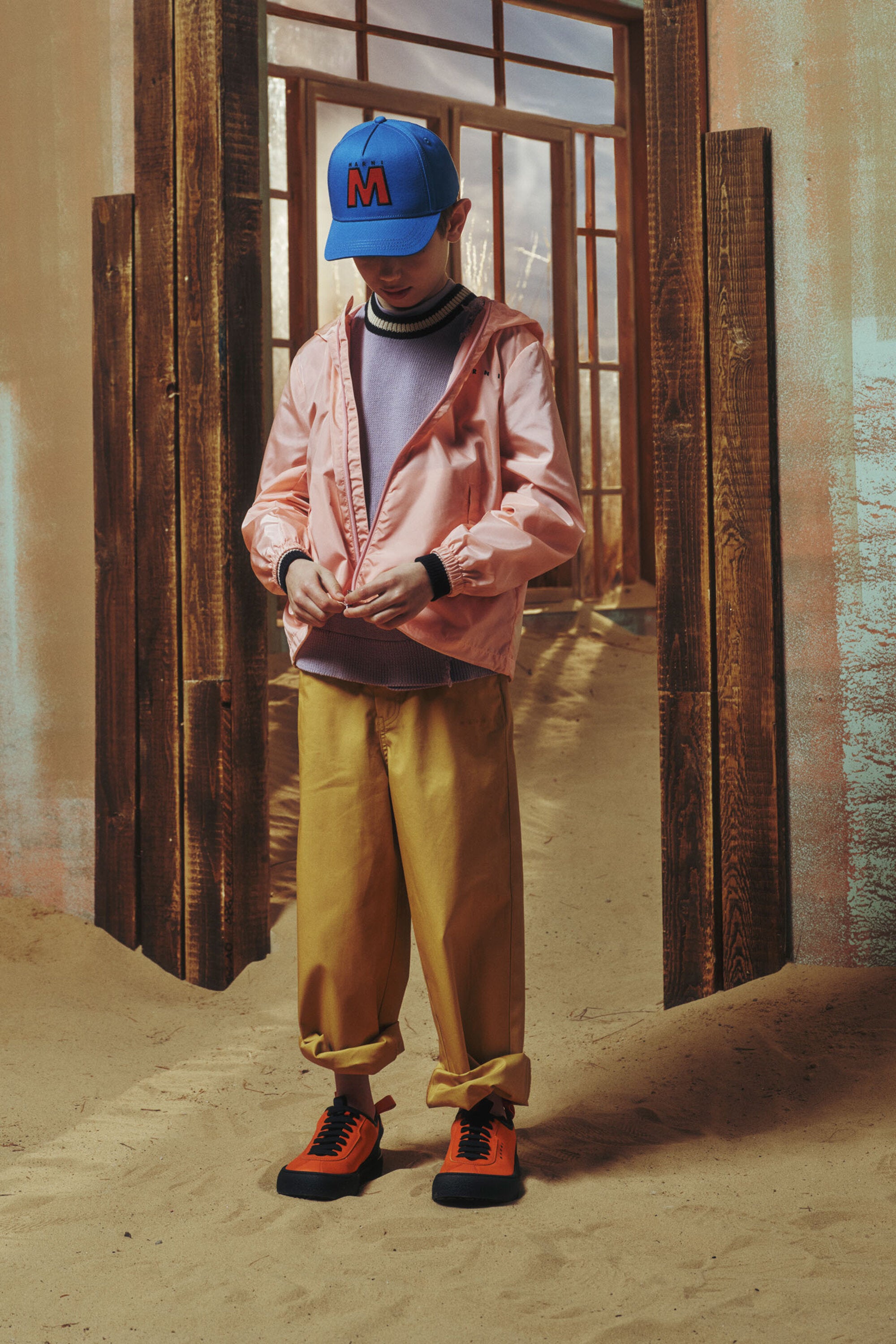 Windbreaker with printed logo