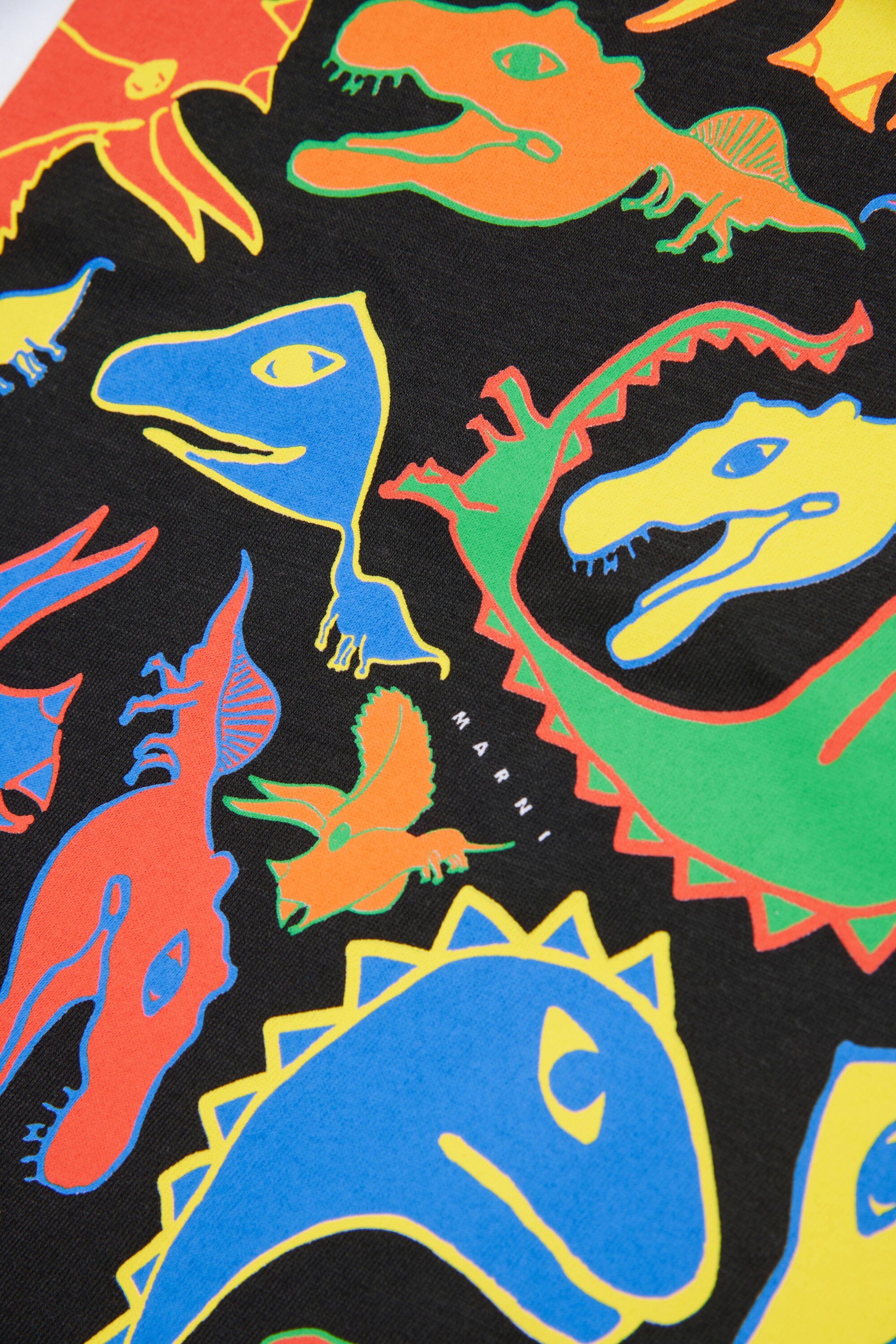 マルチカラーの恐竜プリントTシャツ