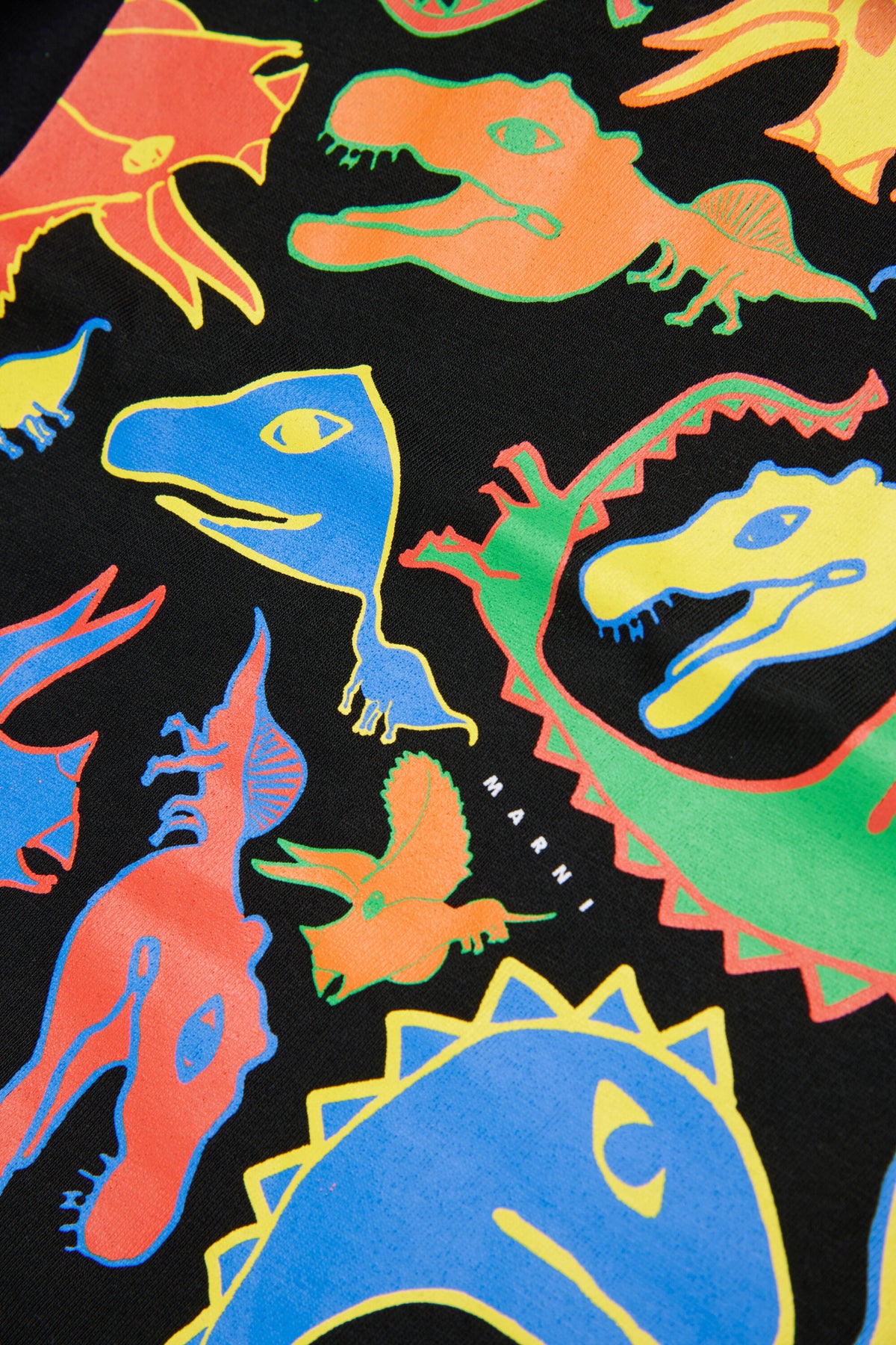 マルチカラーの恐竜プリントTシャツ