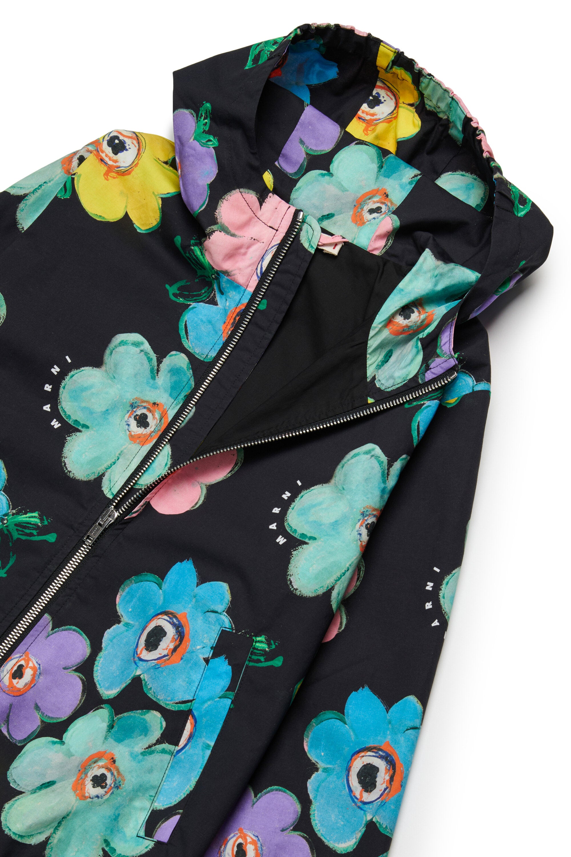 フローラル柄ロゴプリントウィンドブレーカー