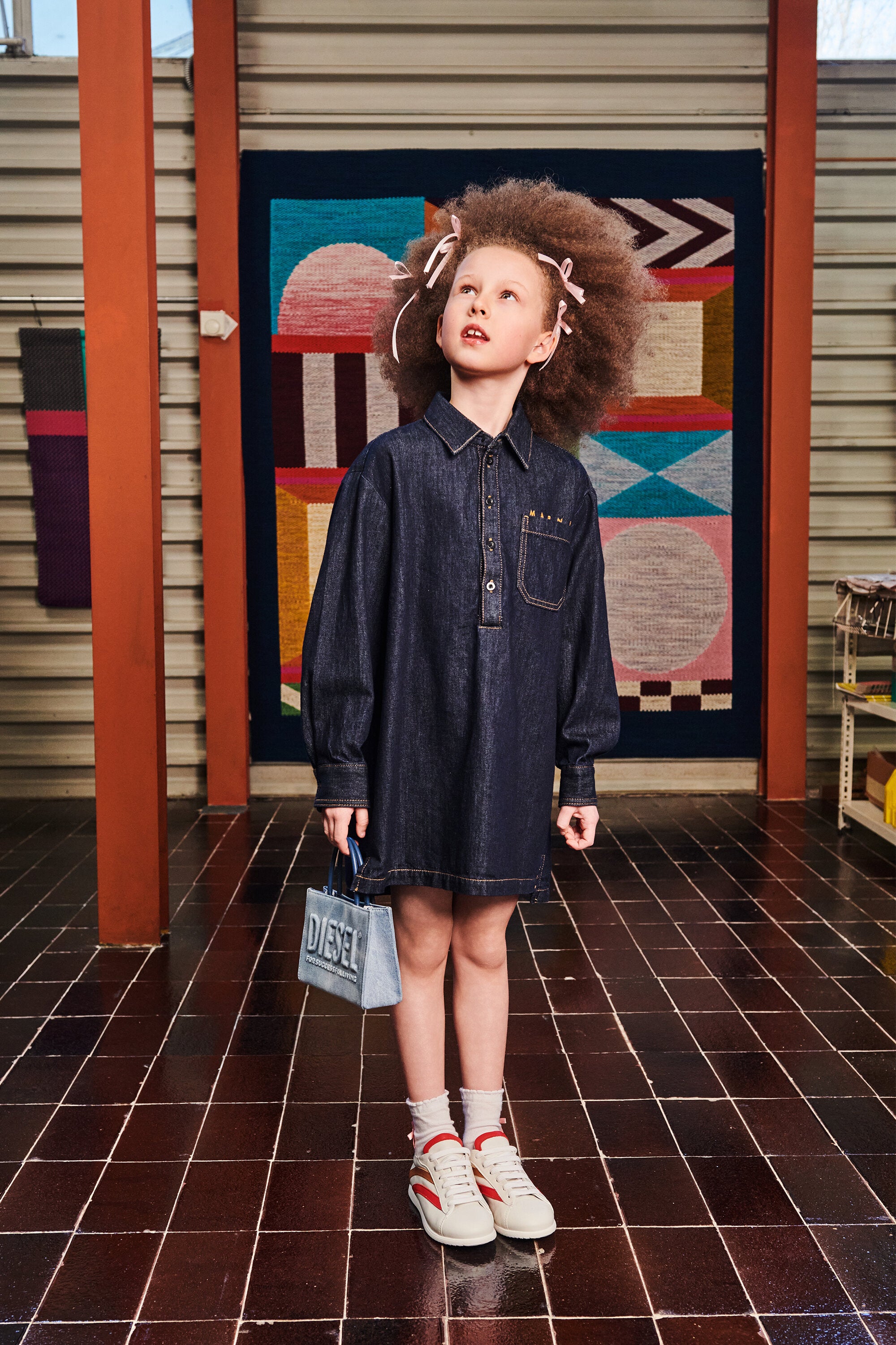 Denim dress with logo