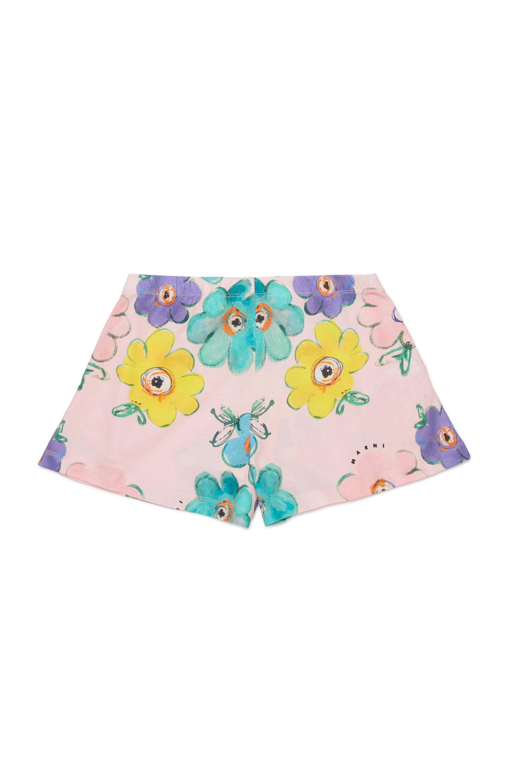 Sweatshirt shorts with floral pattern