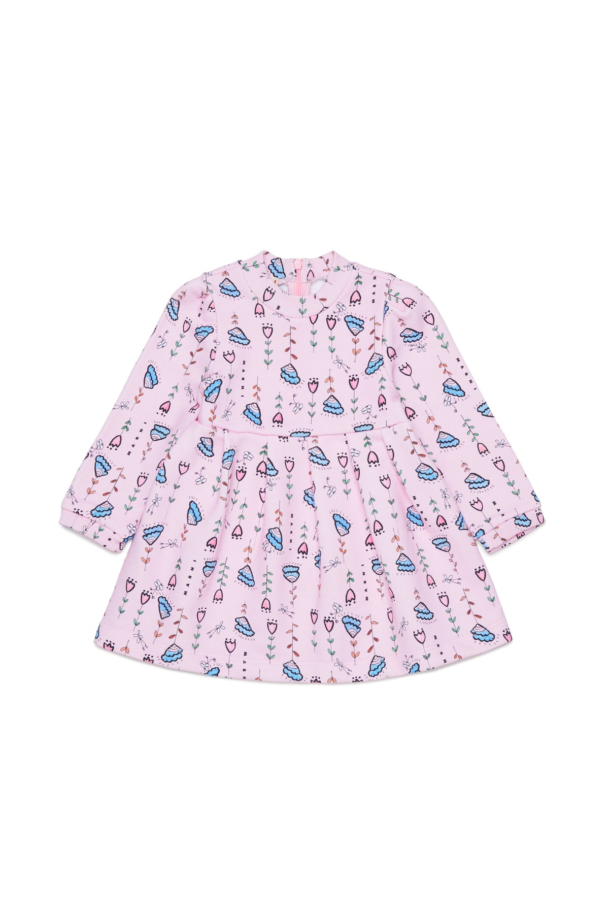 Dress with logo and floral pattern