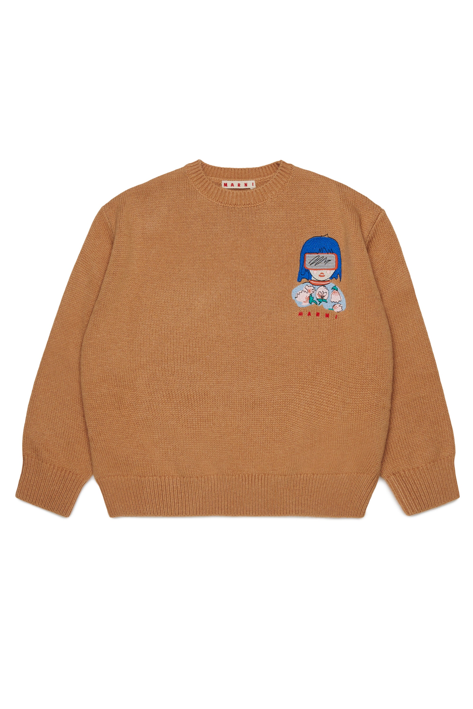 クルーネックのロゴ入りプルオーバー
