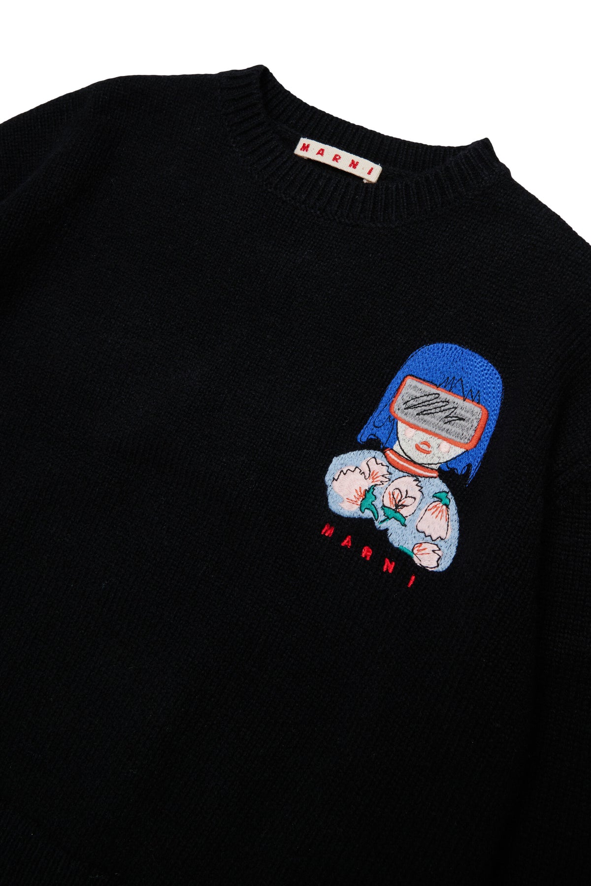 クルーネックのロゴ入りプルオーバー