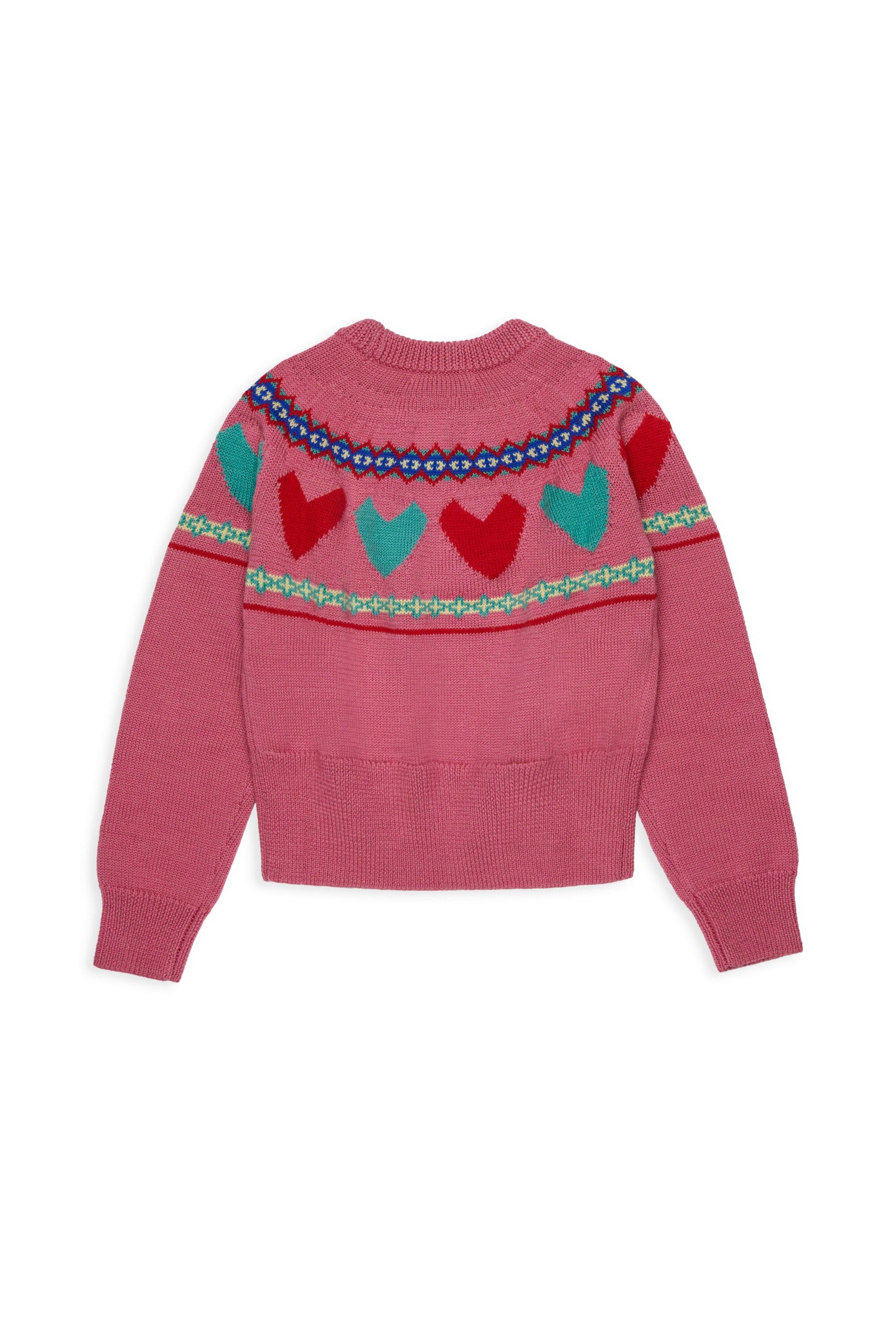 Crew-neck pullover with jacquard hearts