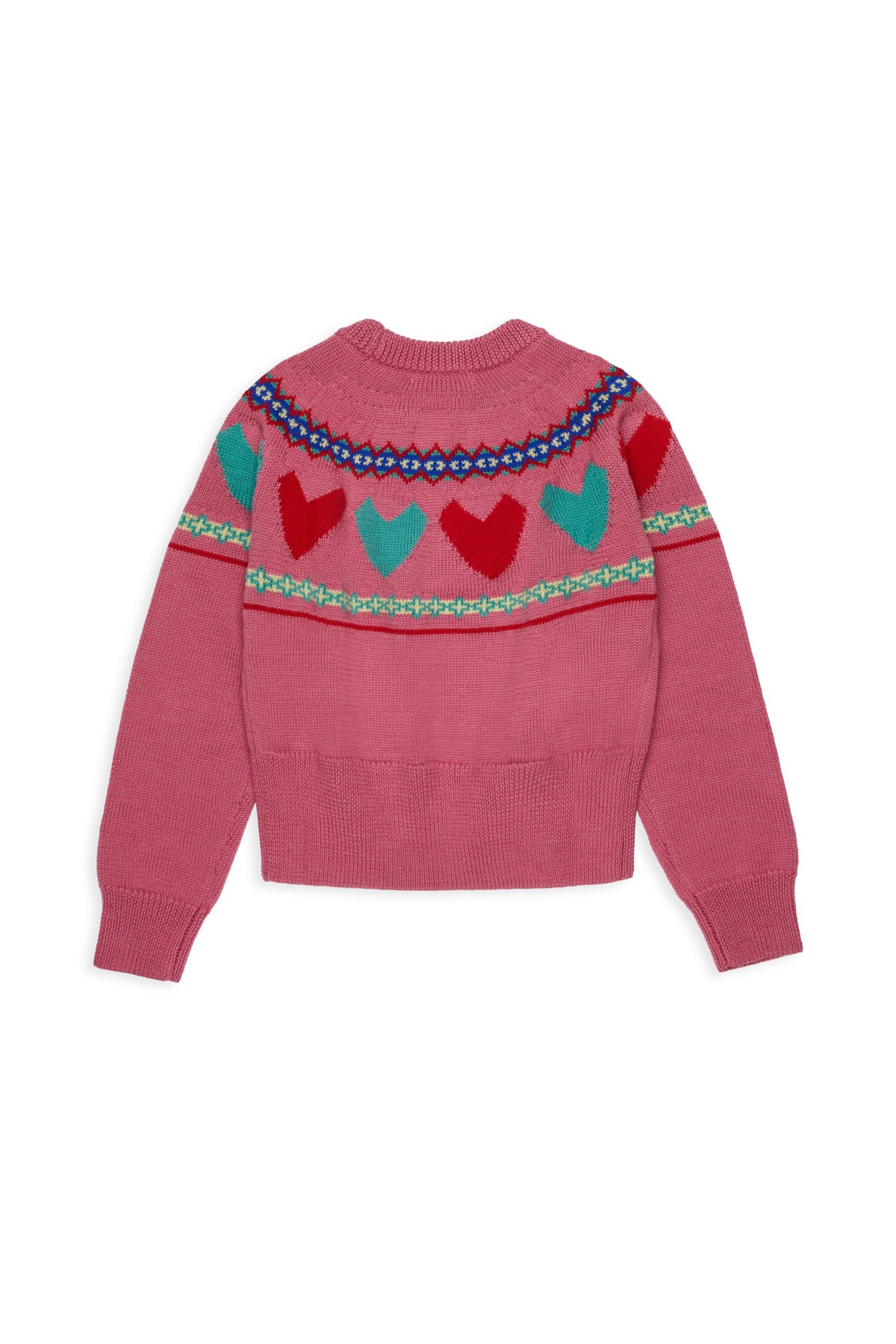 Crew-neck pullover with jacquard hearts