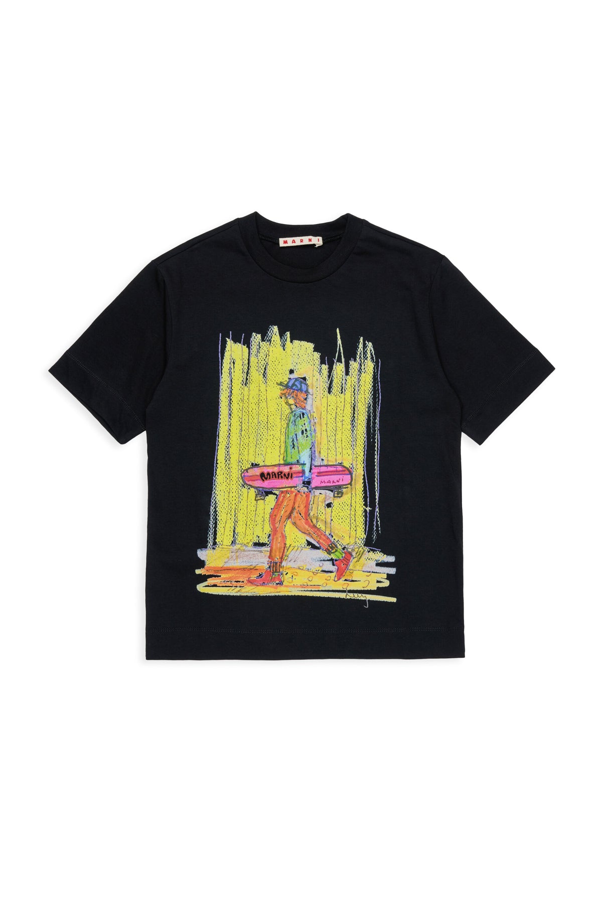 カラフルなフロントプリントTシャツ