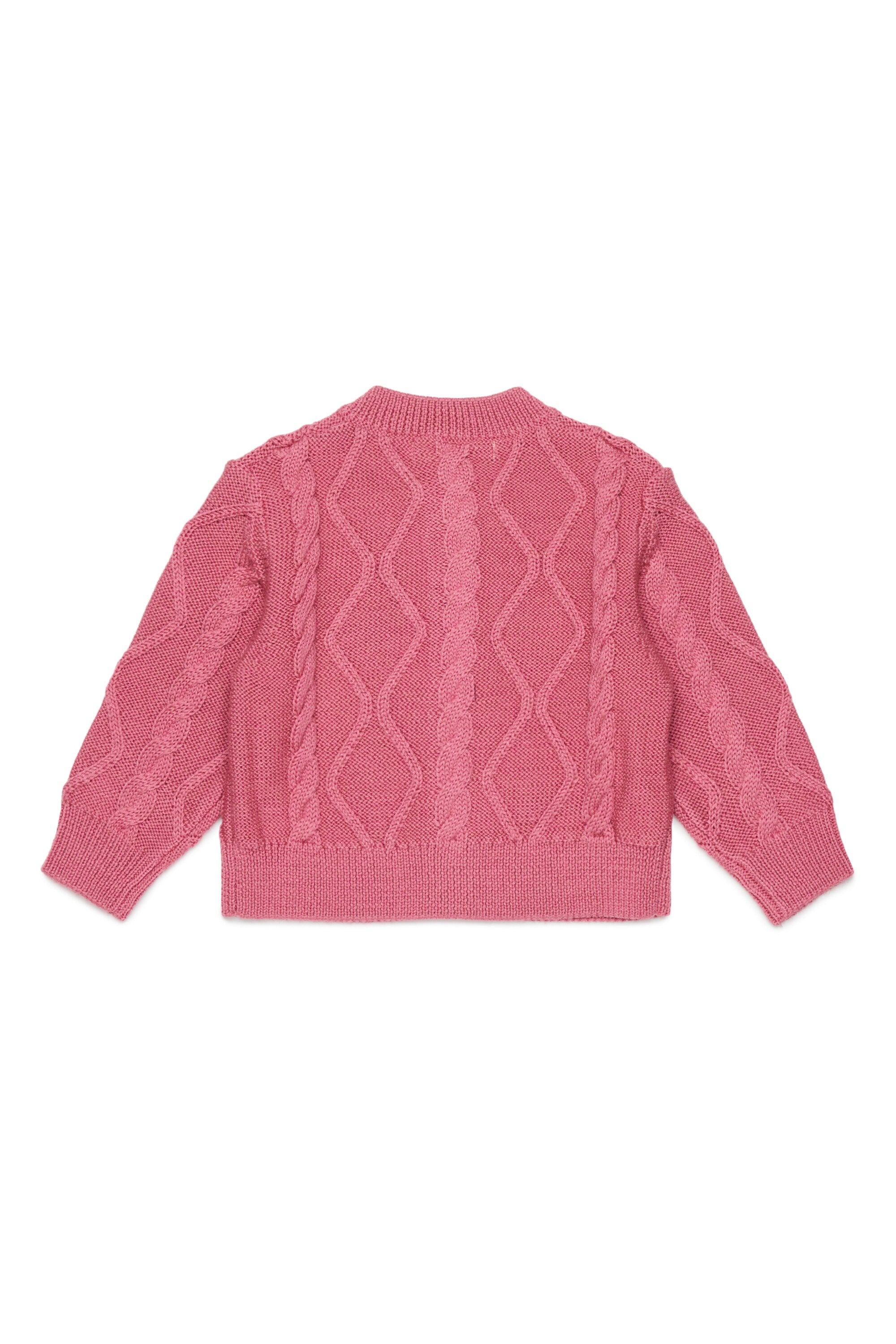 Cardigan with cable knit and floral embroidery