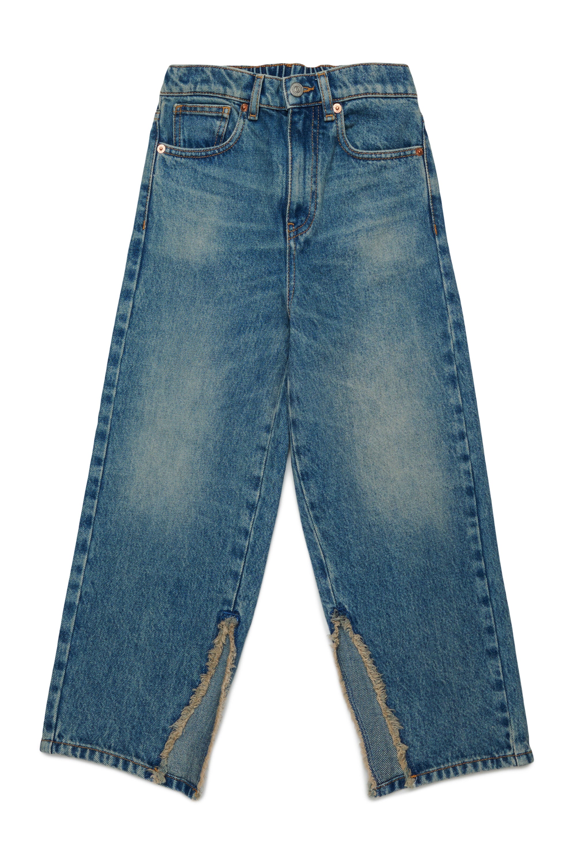 Medium blue shaded regular jeans with split