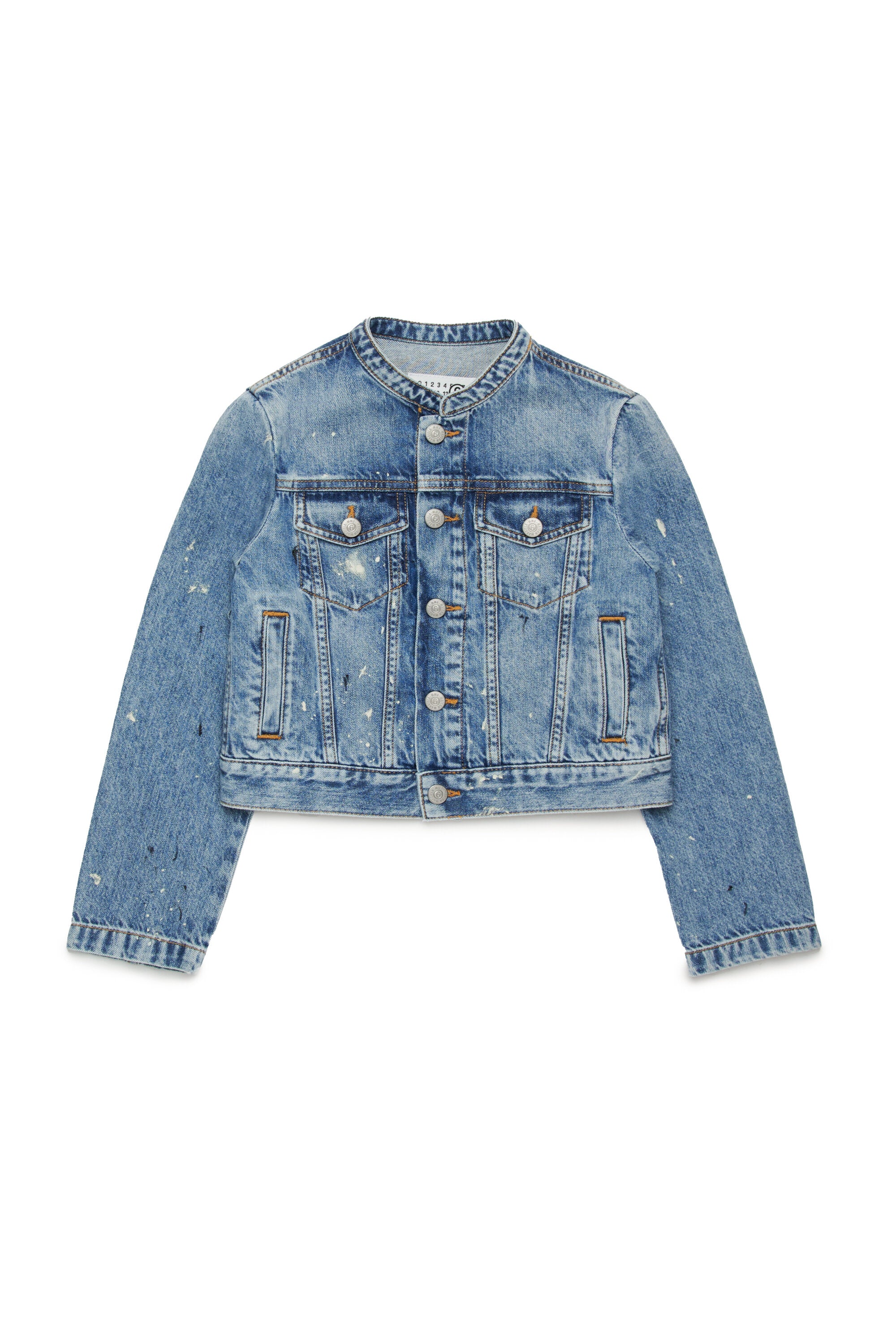 カラースポット入りシェードブルーデニムジャケット