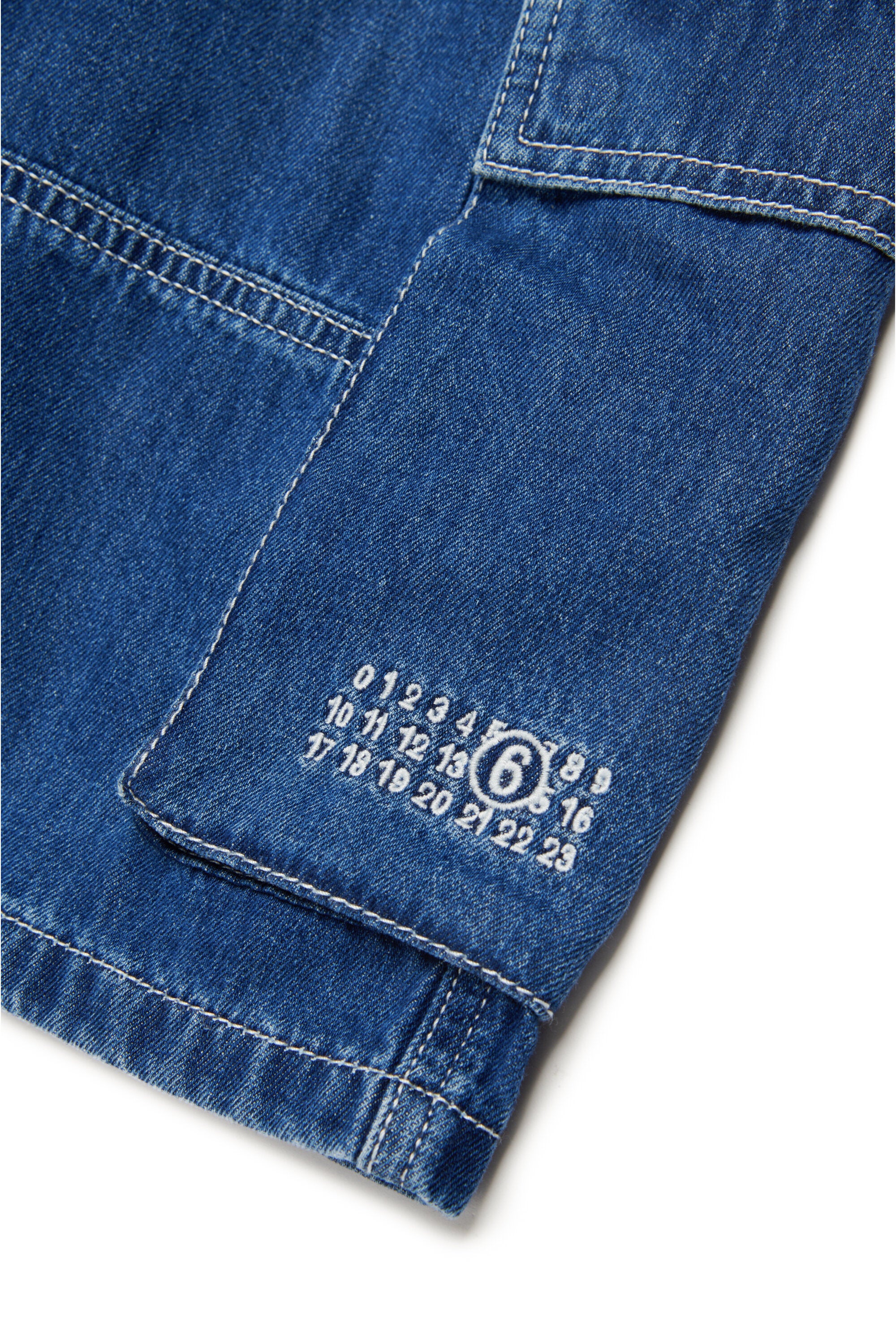 Medium blue denim cargo shorts