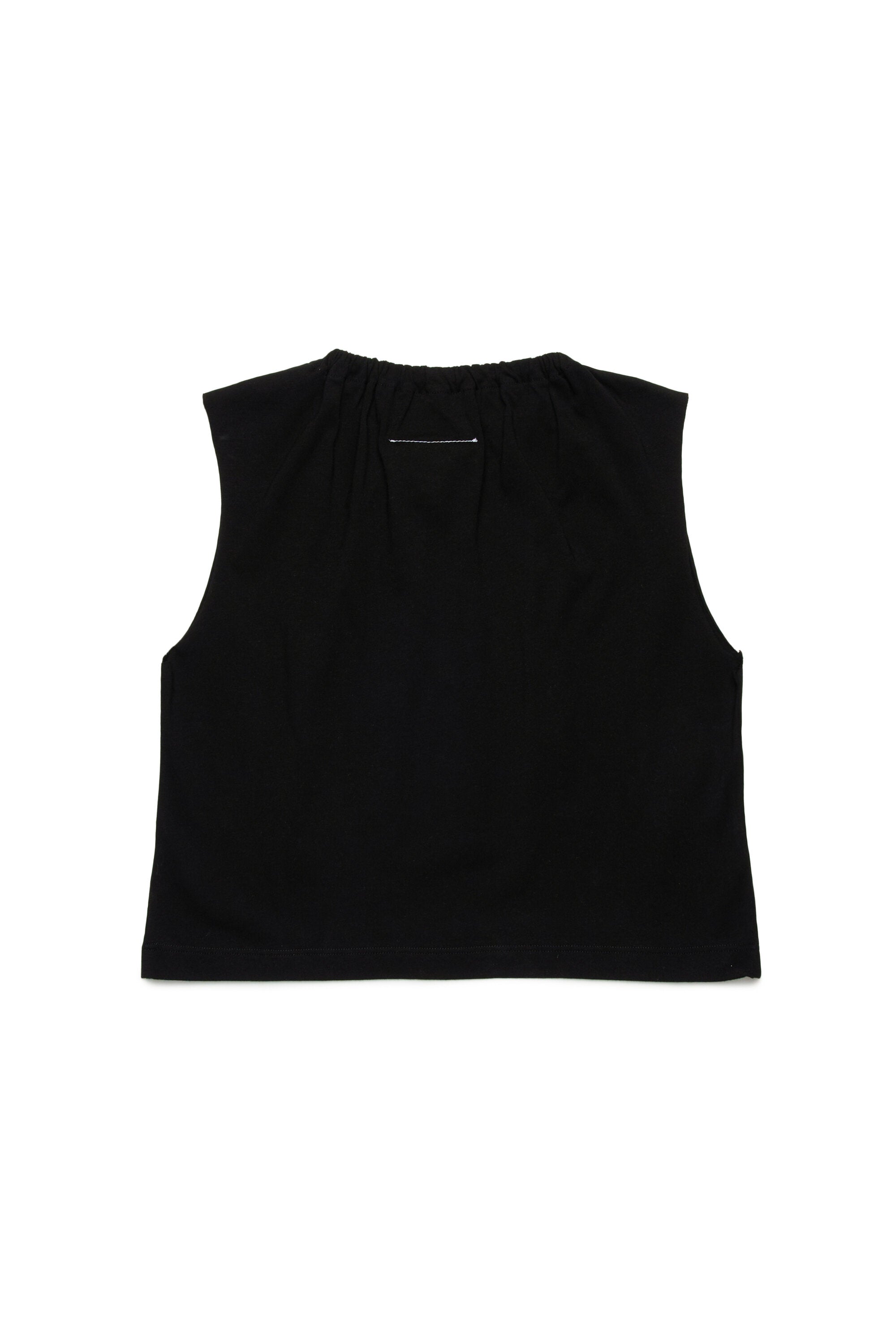 Sleeveless T-shirt with gathers