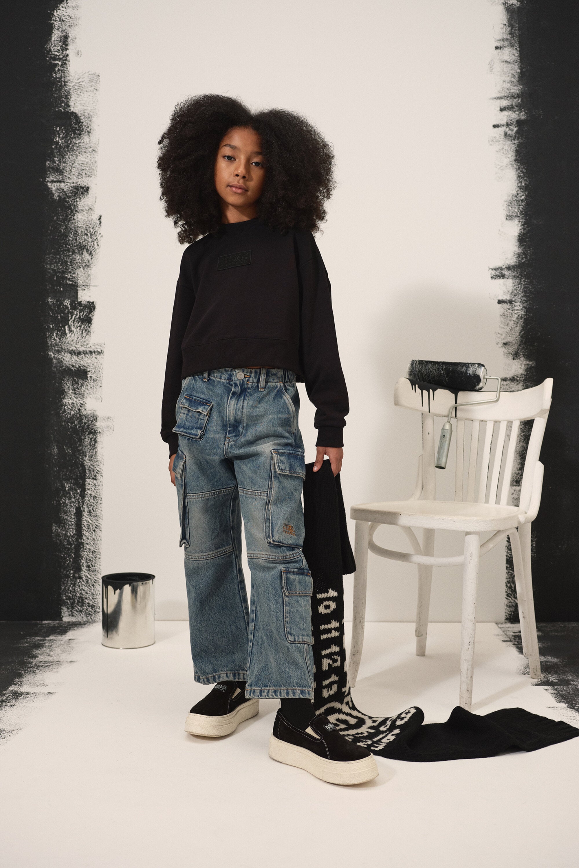 Medium blue shaded cargo jeans